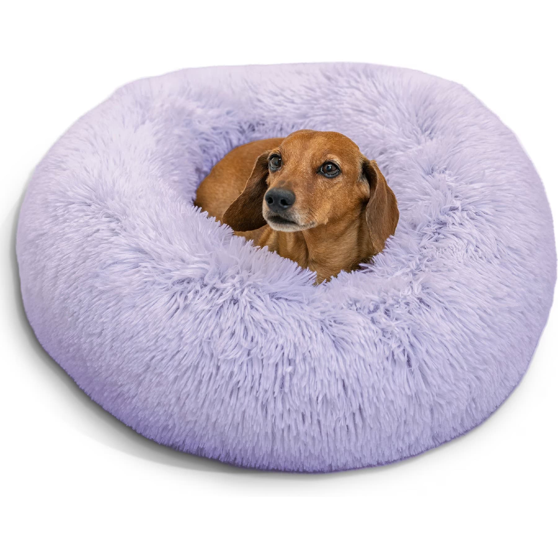 Best Friends by Sheri The Original Calming Shag Fur Donut Cuddler Cat & Dog Bed, Lavender, X-Large — view 3