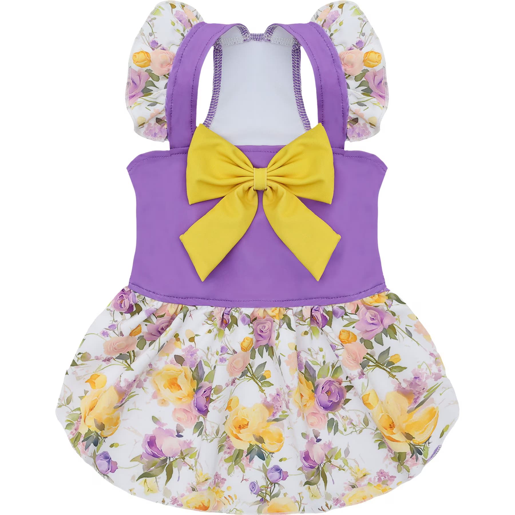 CuteBone CuteBone Flower Machine Washable Floral Dog Summer Dress, Purple/Yellow, Medium