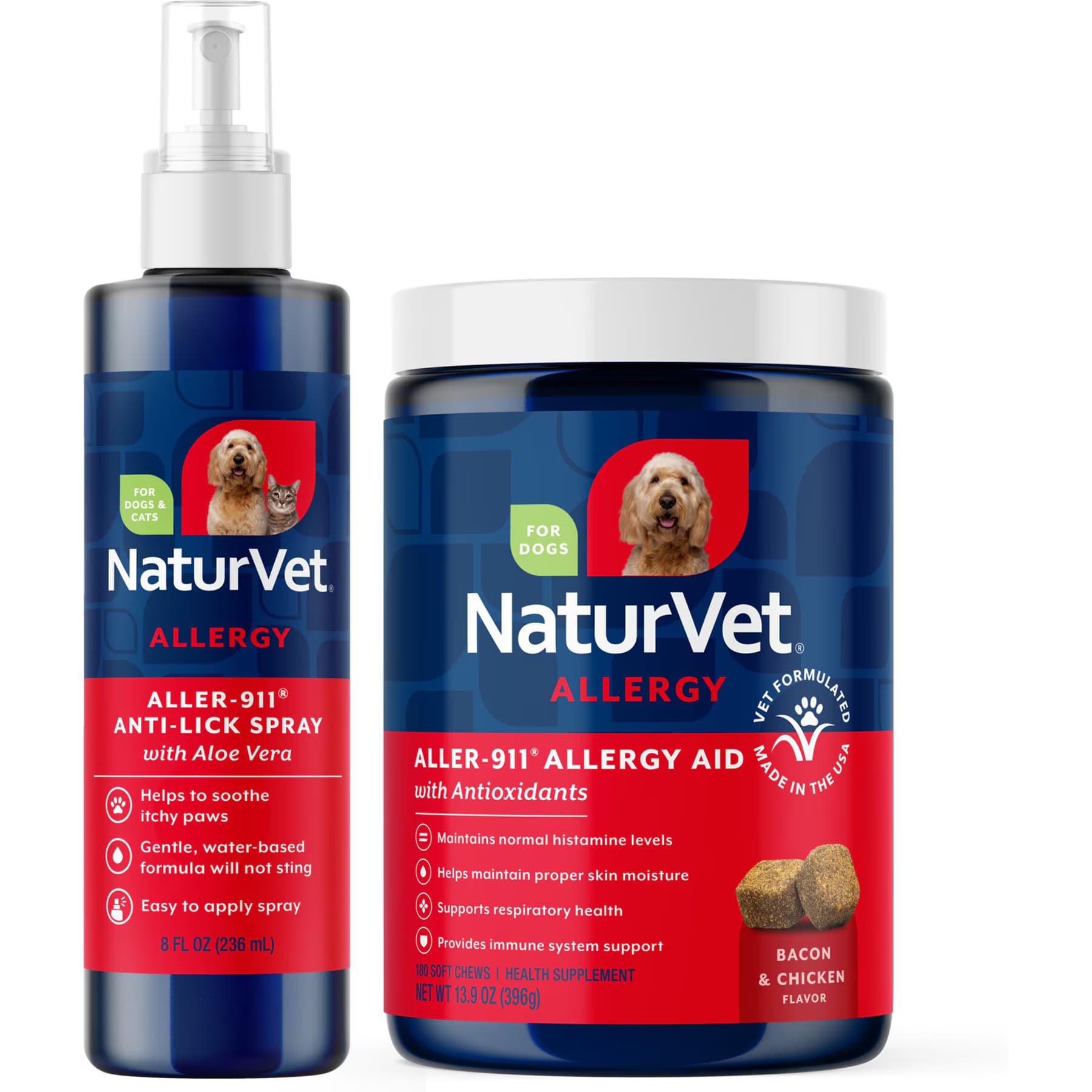 NaturVet NaturVet Aller 911 Allergy Aid Anti-Lick Paw Plus Aloe Vera Dog & Cat Spray