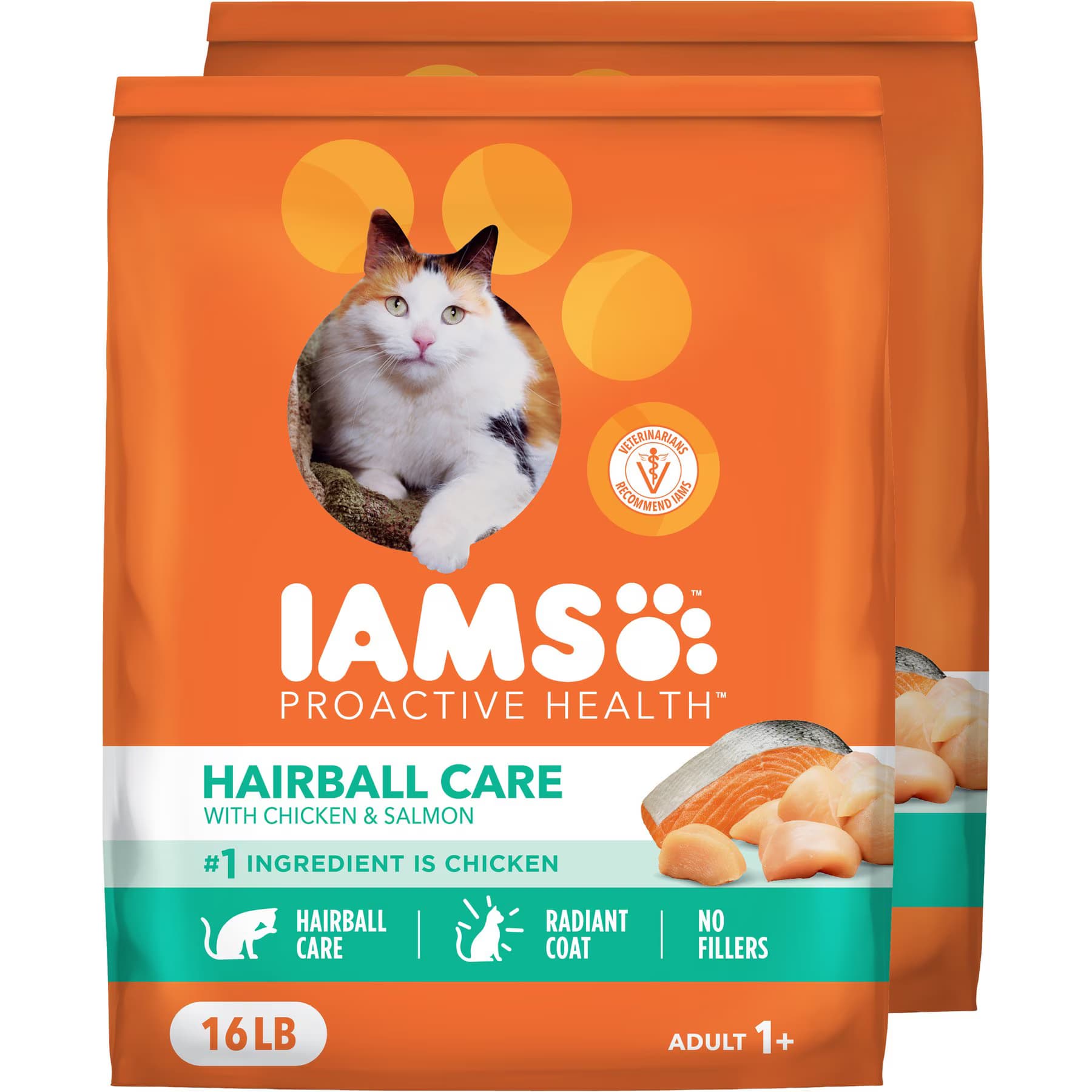 Iams ProActive Health Adult Hairball Care with Chicken & Salmon Dry Cat Food, 32-lb bundle — view 11