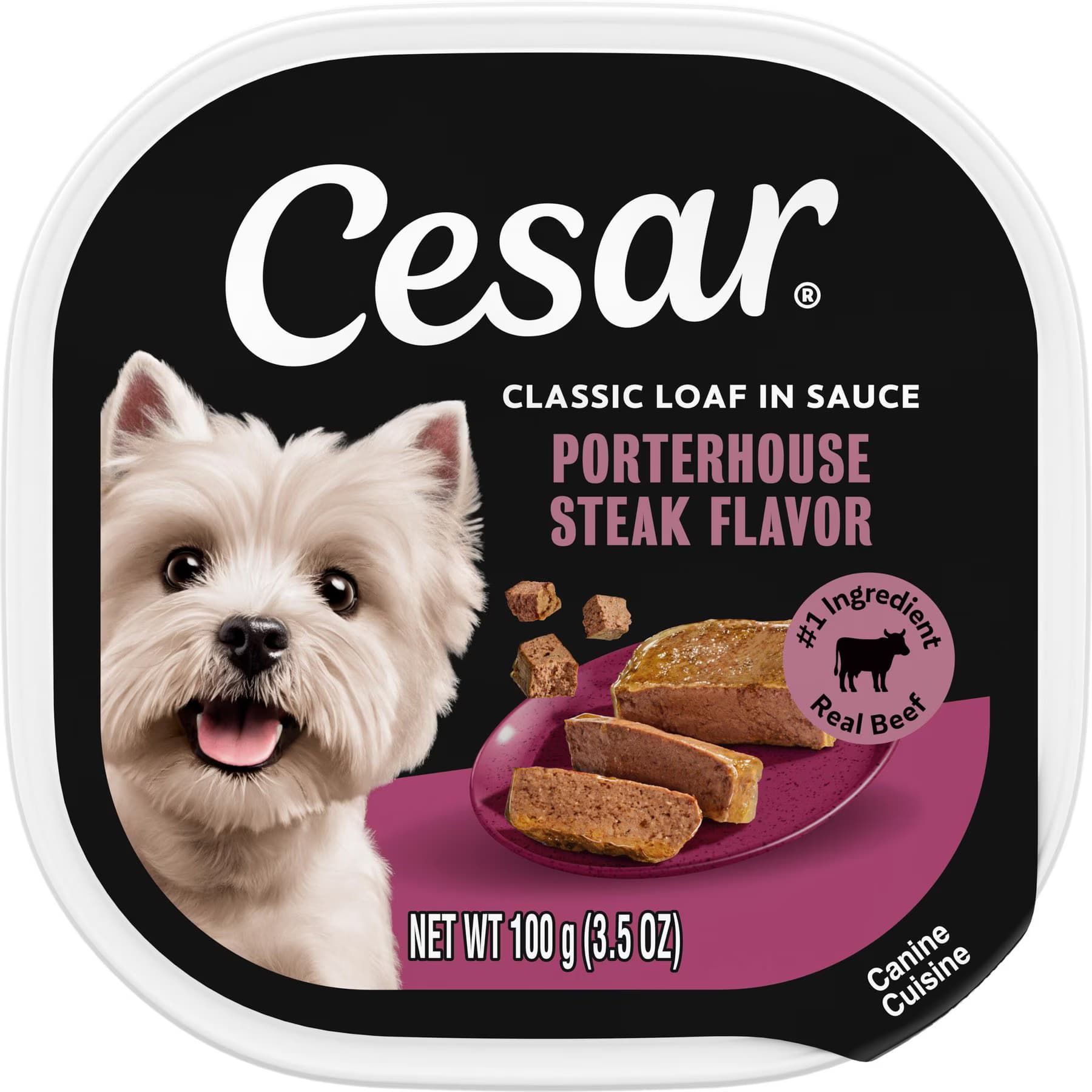 Cesar Cesar Classic Loaf in Sauce Porterhouse Steak Flavor Grain-Free Small Breed Adult Wet Dog Food Trays, 3.5-oz