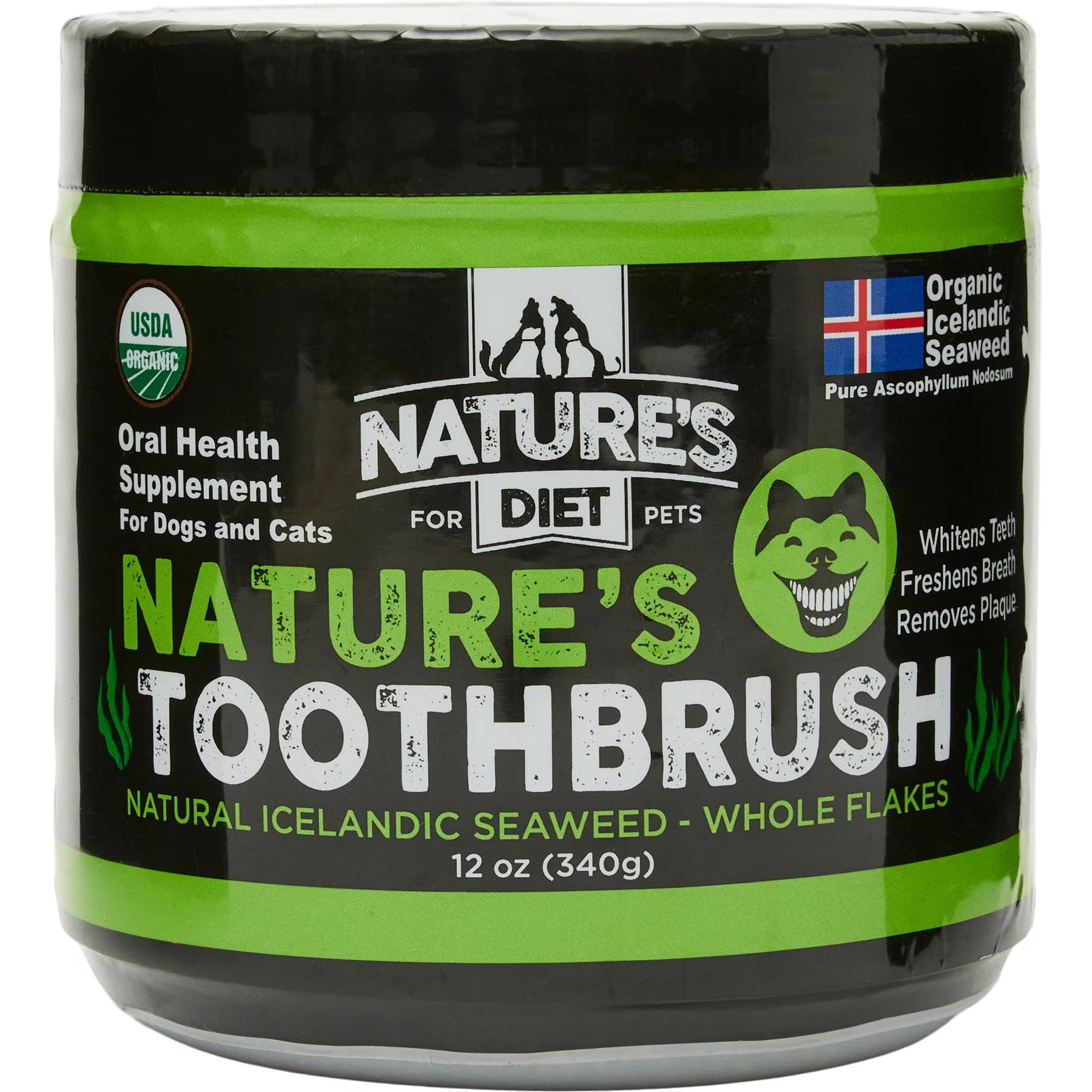 Nature's Diet Nature’s Diet Toothbrush Systemic Plaque Remover Dry Dog Food Topping, 12-oz jar