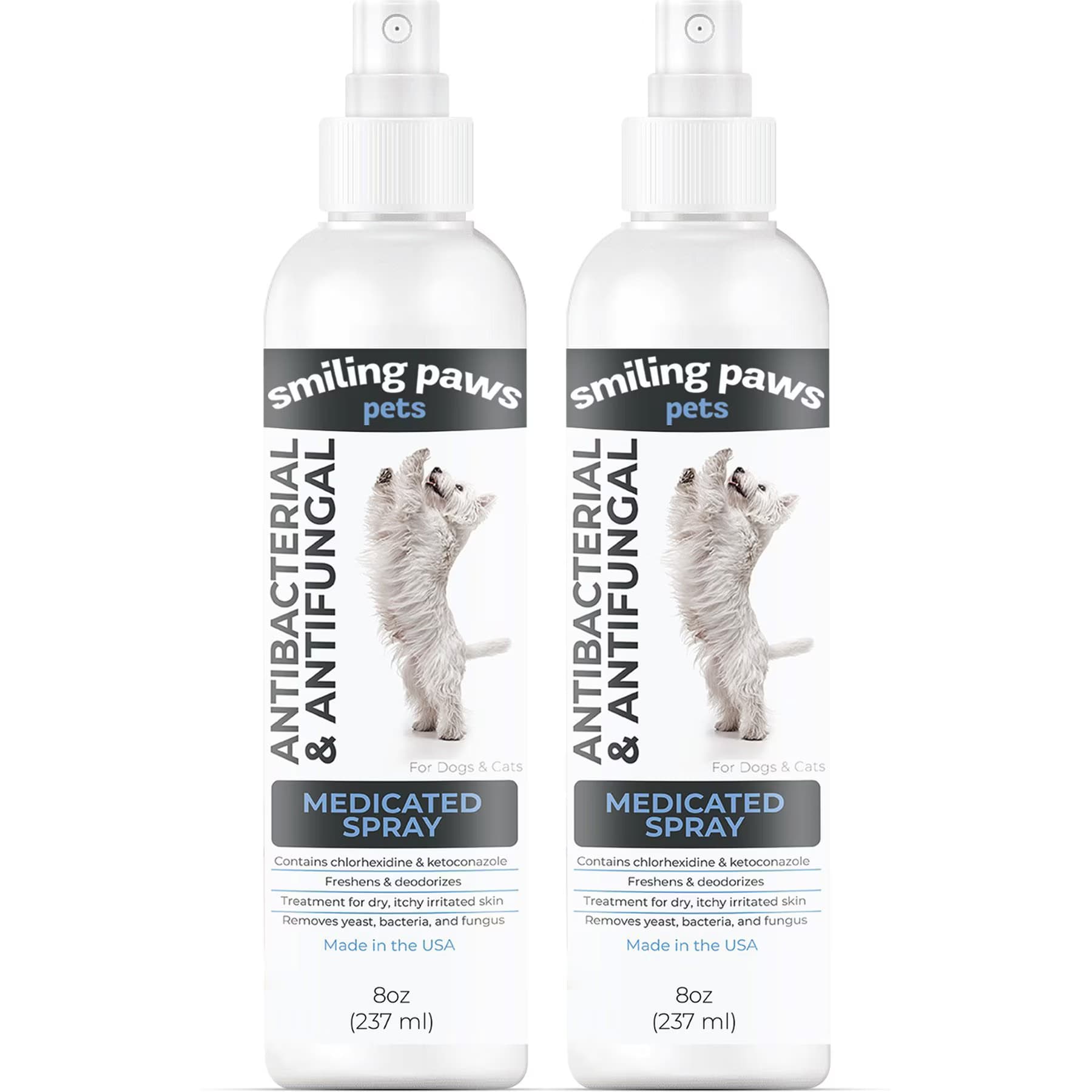 Smiling Paws Pets Smiling Paws Pets Antibacterial & Antifungal Medicated Dog & Cat Spray, 16-fl oz bundle