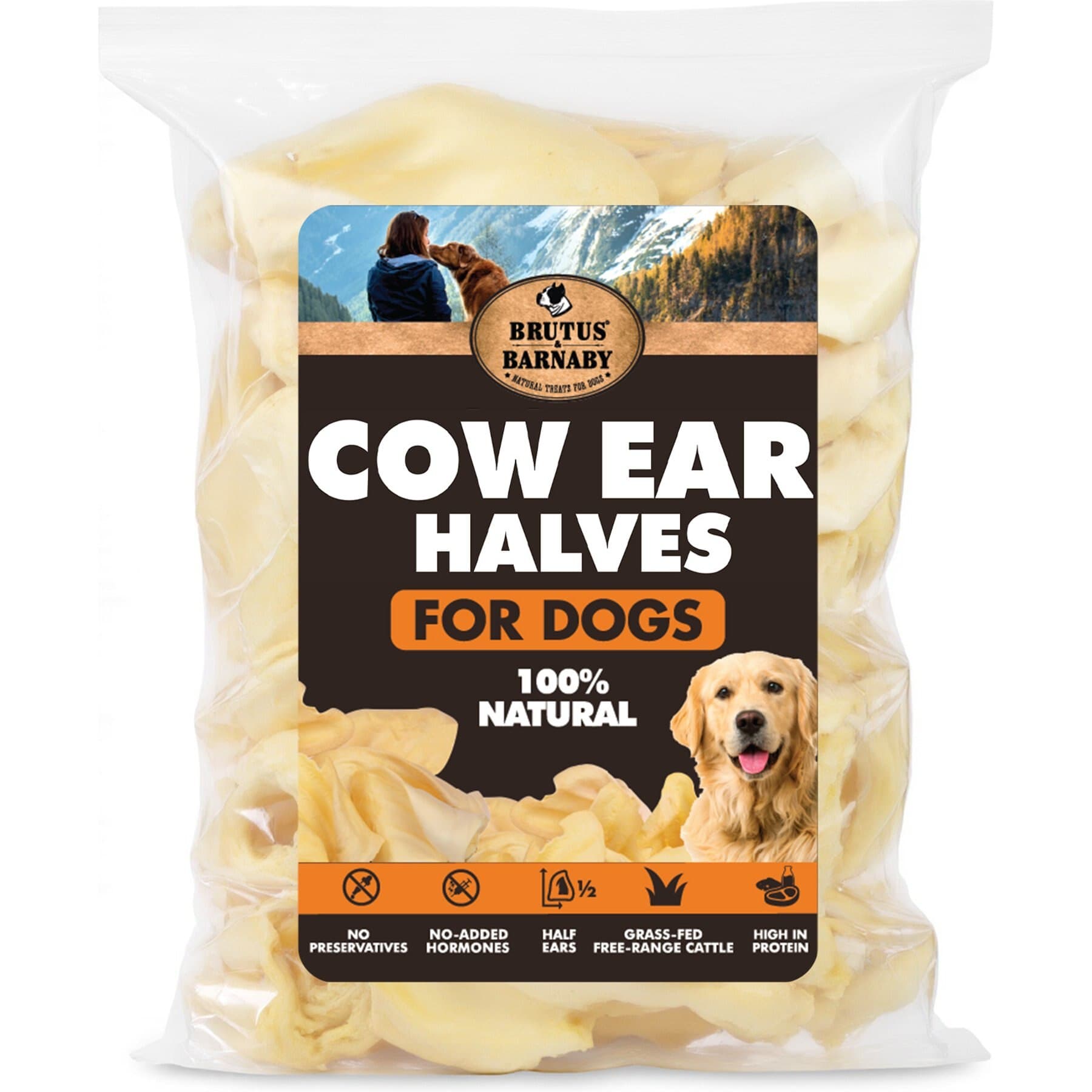Brutus & Barnaby Brutus & Barnaby Premium Half Cow Ears Natural Dog Chew — Halves