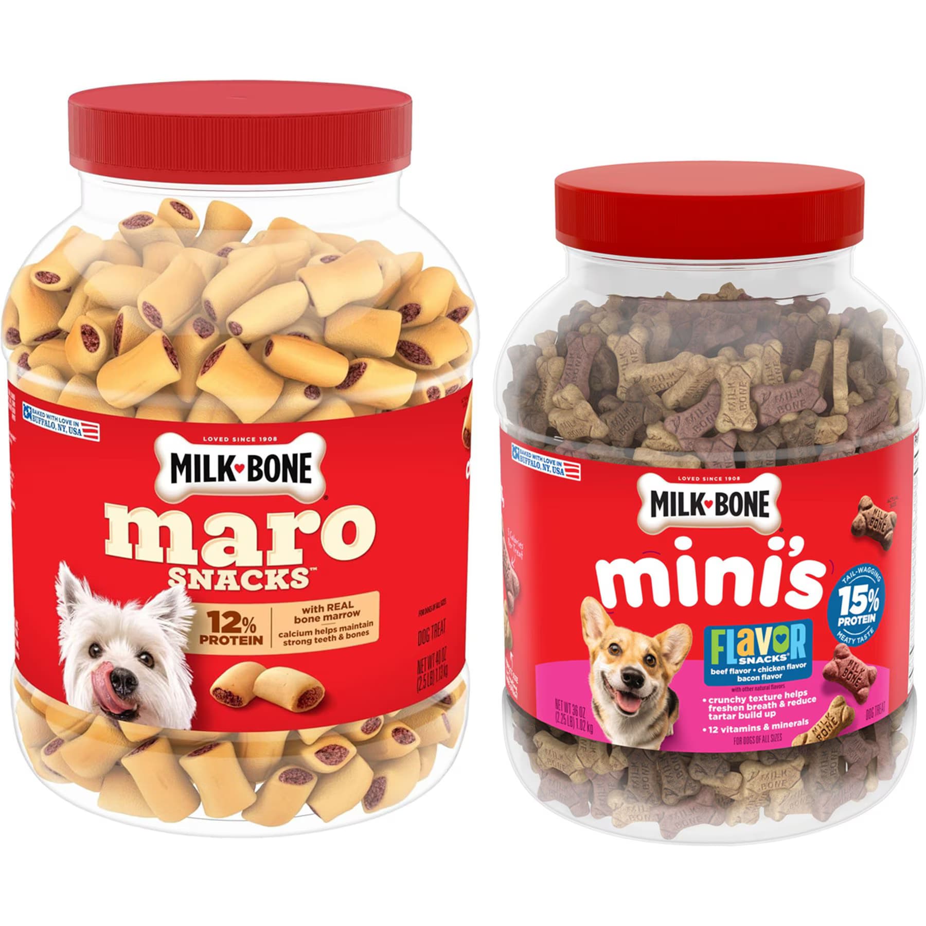 Milk-Bone Milk-Bone Mini’s Flavor Snacks Beef, Chicken & Bacon + MaroSnacksReal Bone Marrow Dog Treats