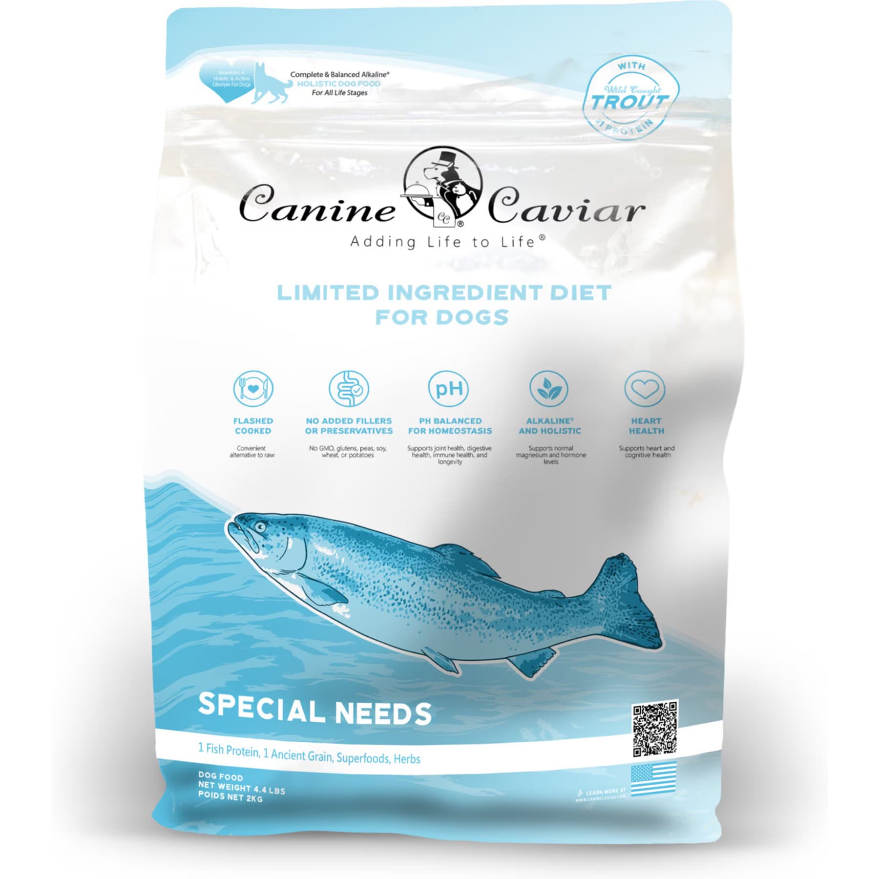 Canine Caviar Canine Caviar Special Needs Trout Limited Ingredient Alkaline Entrée Non-GMO Salmon Dry Dog Food
