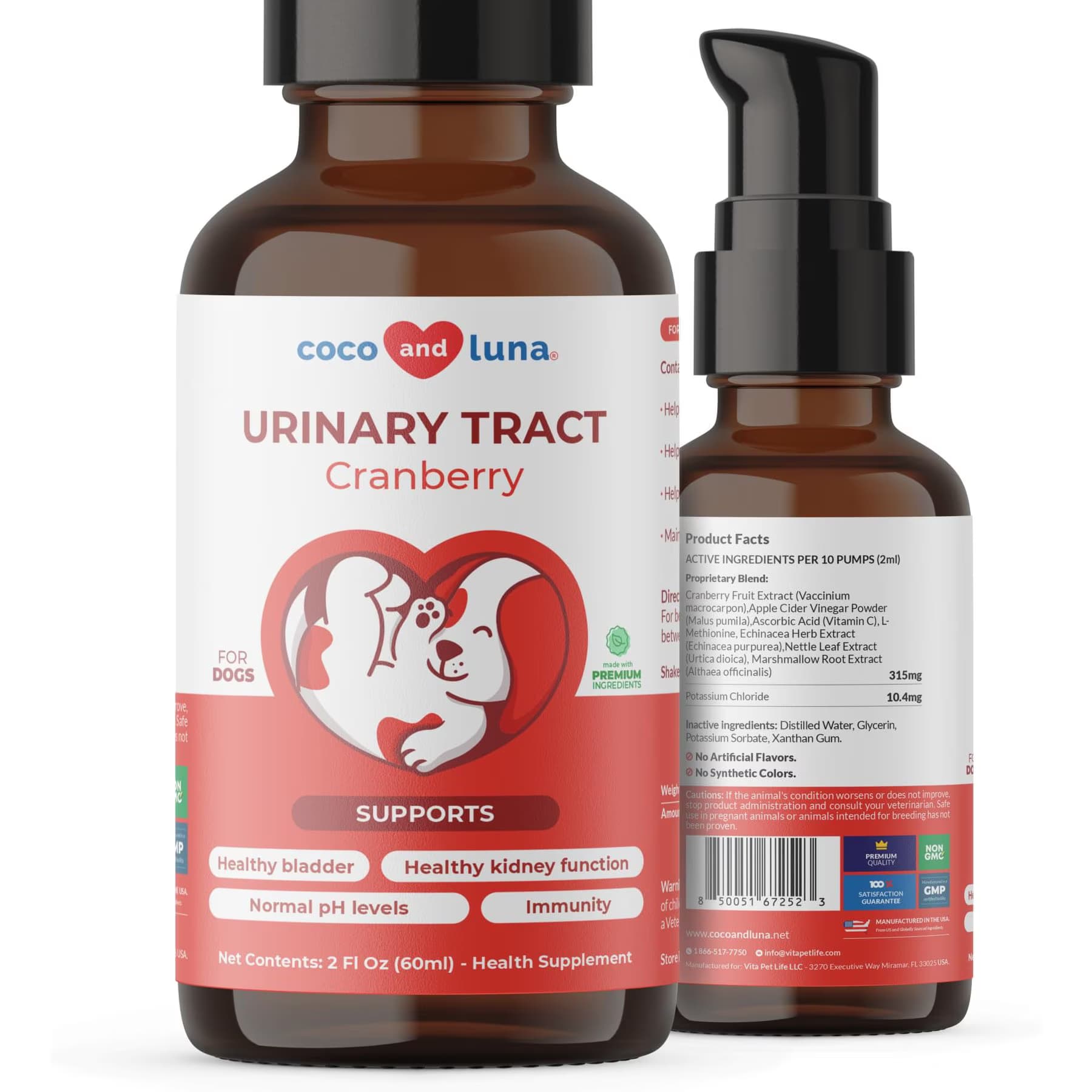 Coco and Luna Coco and Luna Cranberry Urinary Tract Health Liquid Supplement for Dogs, 2-fl oz bottle