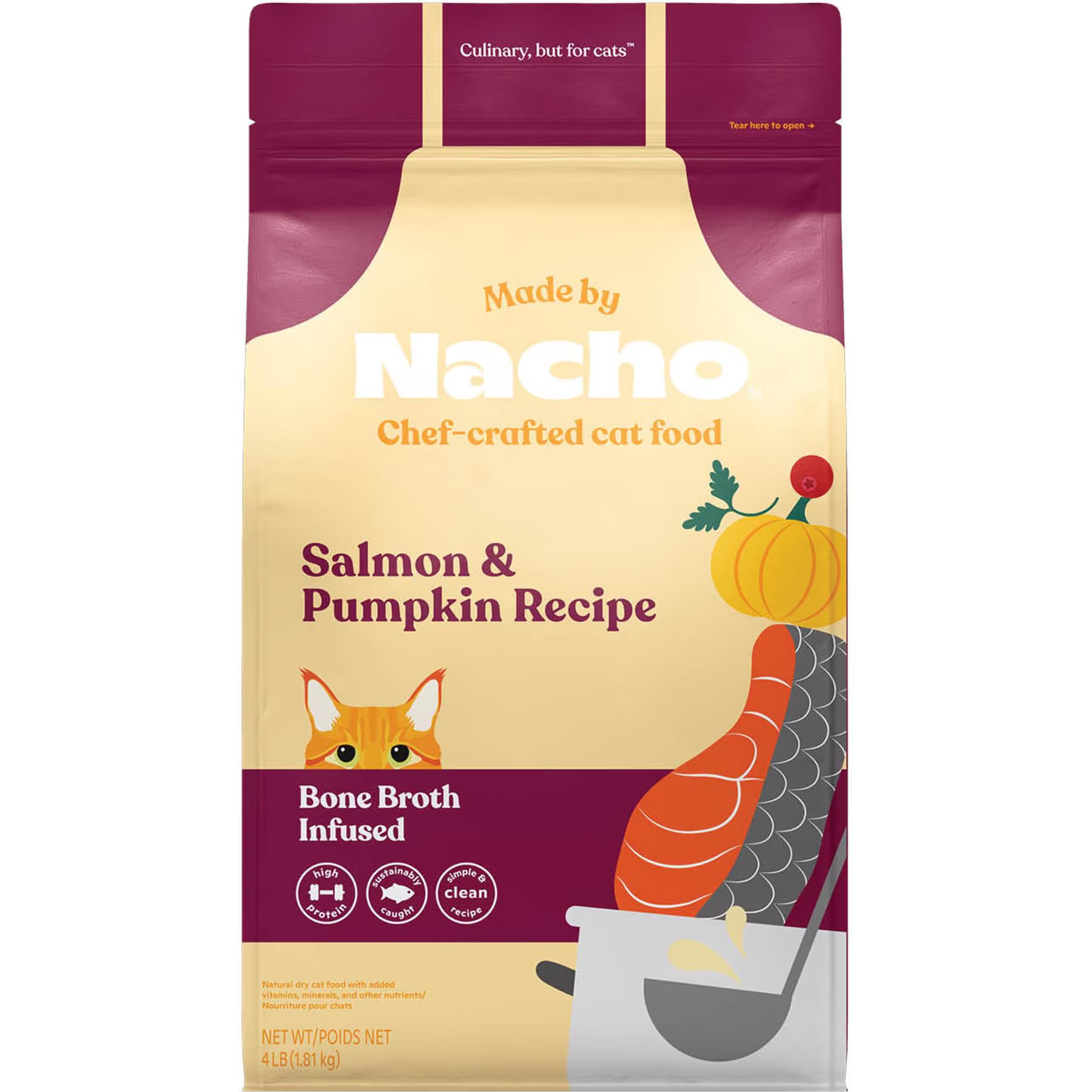 Made by Nacho Made by Nacho Bone Broth Infused Sustainably Caught Salmon & Pumpkin Recipe Dry Cat Food