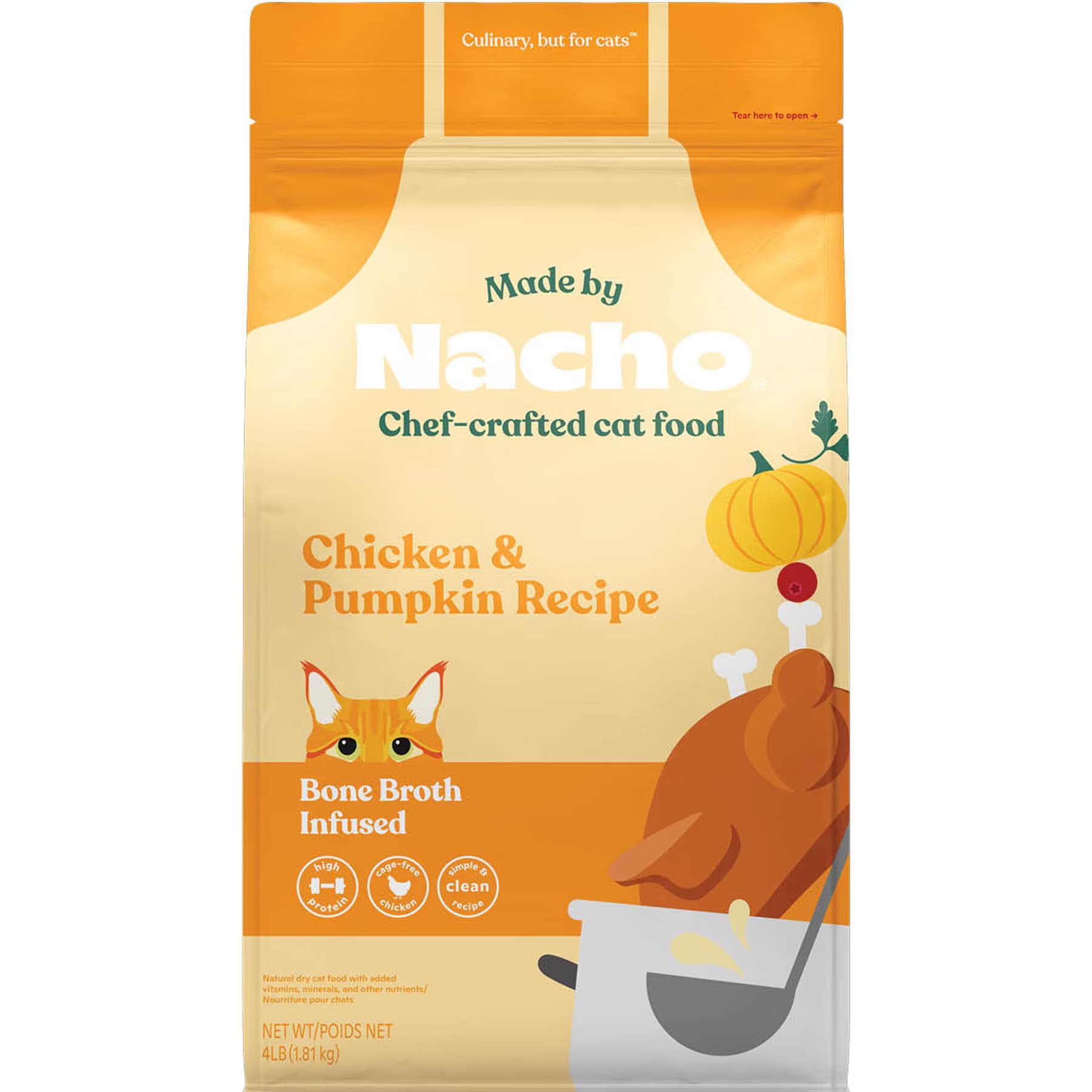 Made by Nacho Made by Nacho Bone Broth Infused Cage-Free Chicken & Pumpkin Recipe Dry Cat Food