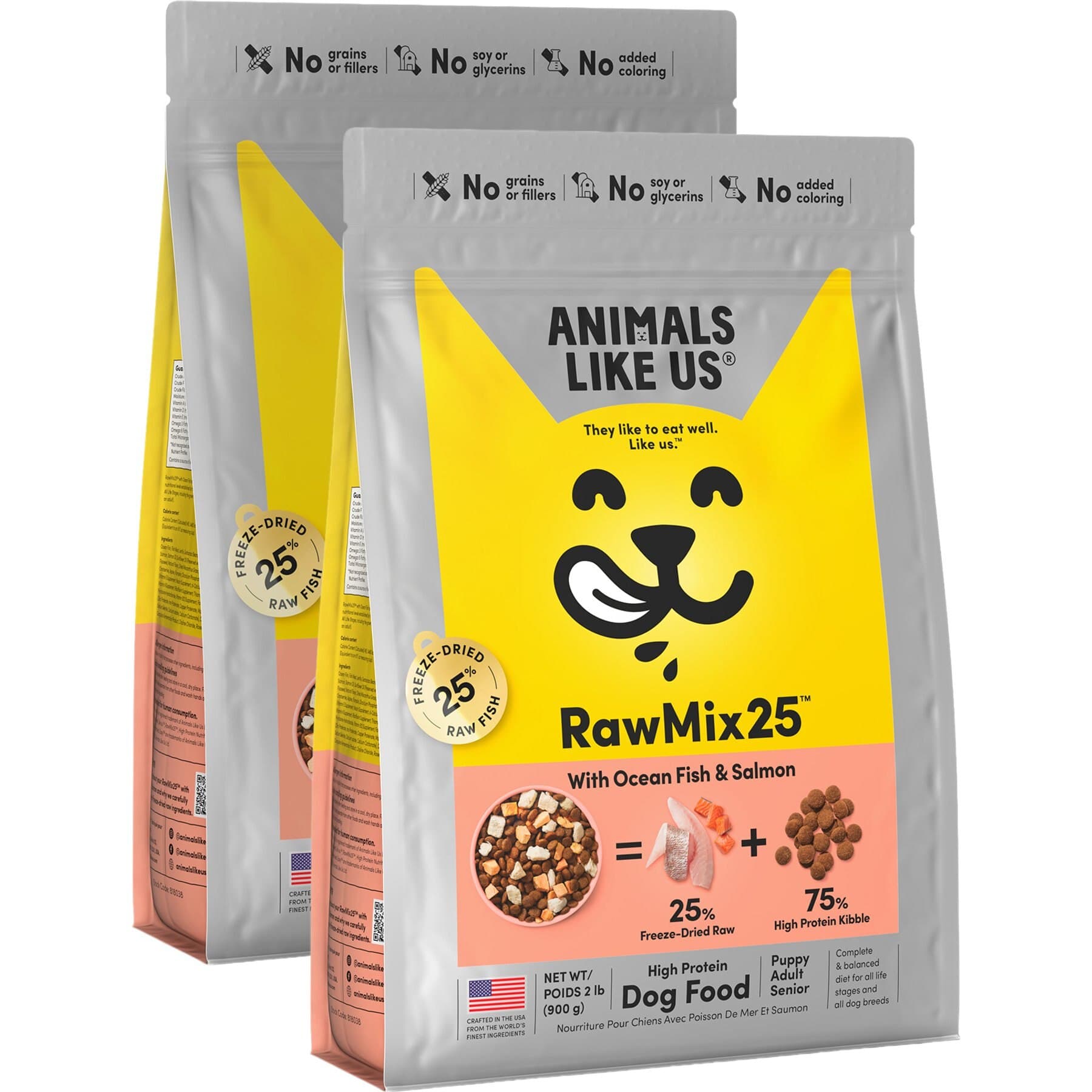 Animals Like Us Animals Like Us RawMix25 Ocean Fish & Salmon Recipe Grain-Free Dog Food, 4-lb bundle