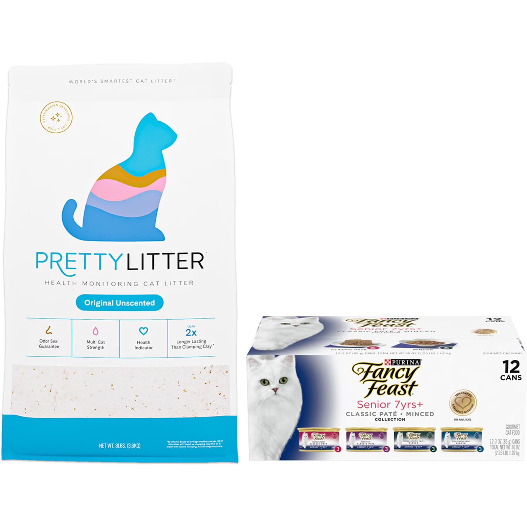 PrettyLitter||Fancy Feast Fancy Feast Senior 7+ Chicken, Beef & Tuna Feasts Variety Pack Canned Food + PrettyLitter Cat Litter