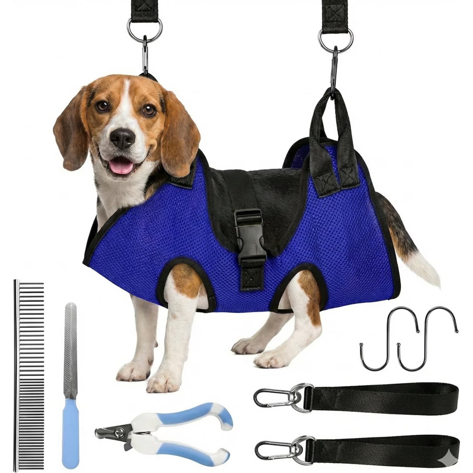 HOMAGICO Hammock Restraint Bag Dog & Cat Grooming Harness & Nail Trimmer, Deep Blue, Large: 22.4 x 33.4-in — view 3