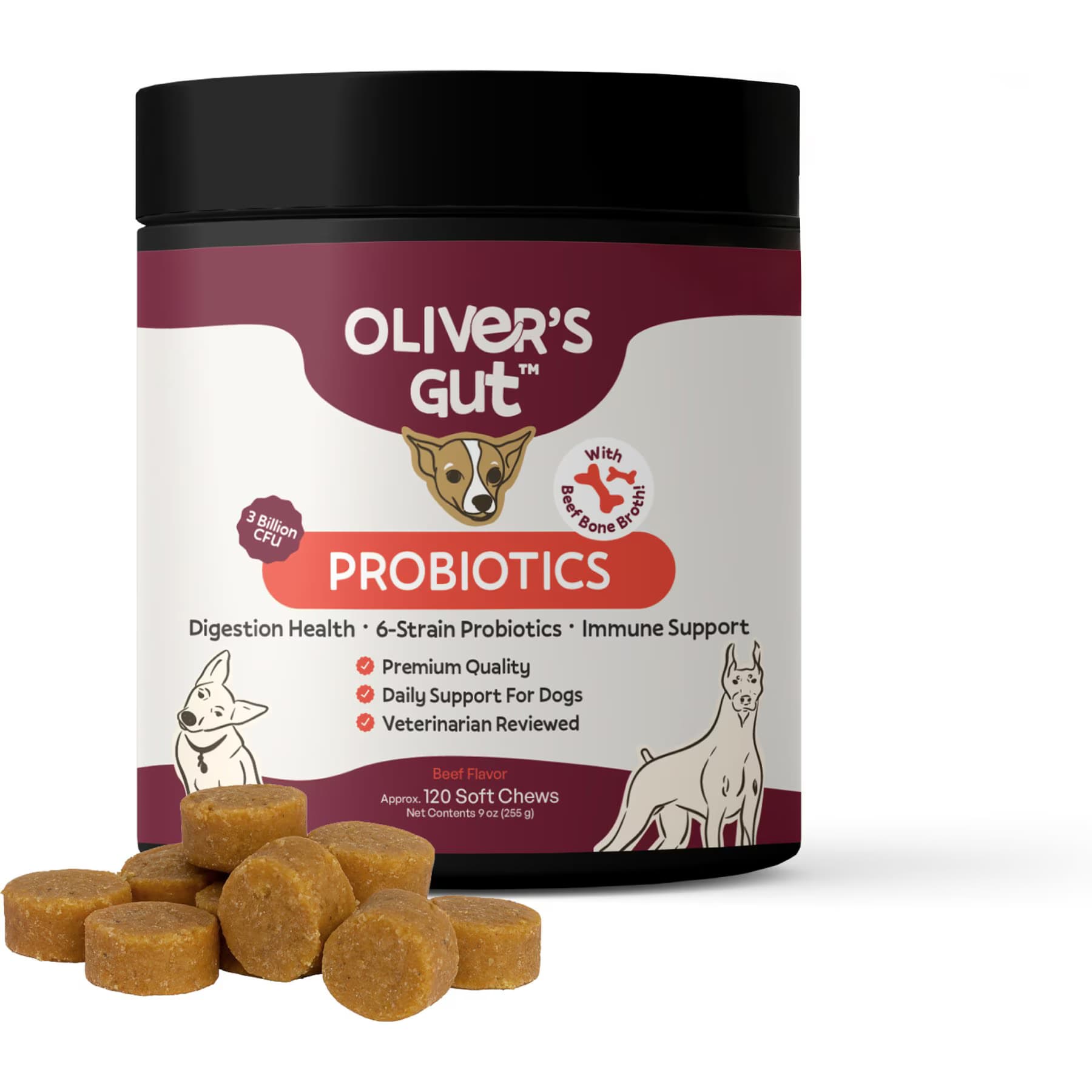 Oliver's Gut Oliver's Gut Probiotics Chews Digestive Aid for Dogs