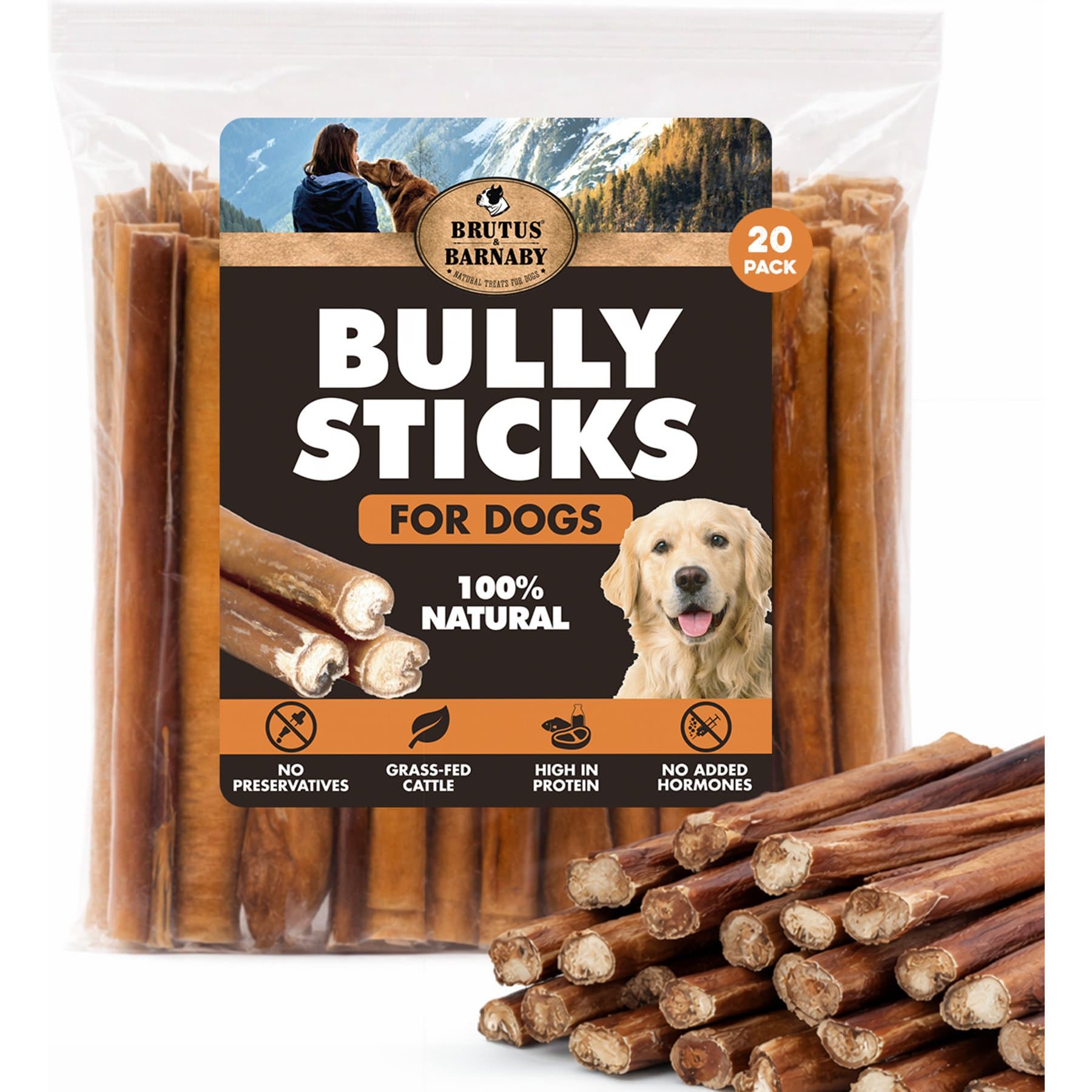 Brutus & Barnaby Brutus & Barnaby 6-in Bully Sticks Dog Treats — 6″ Regular