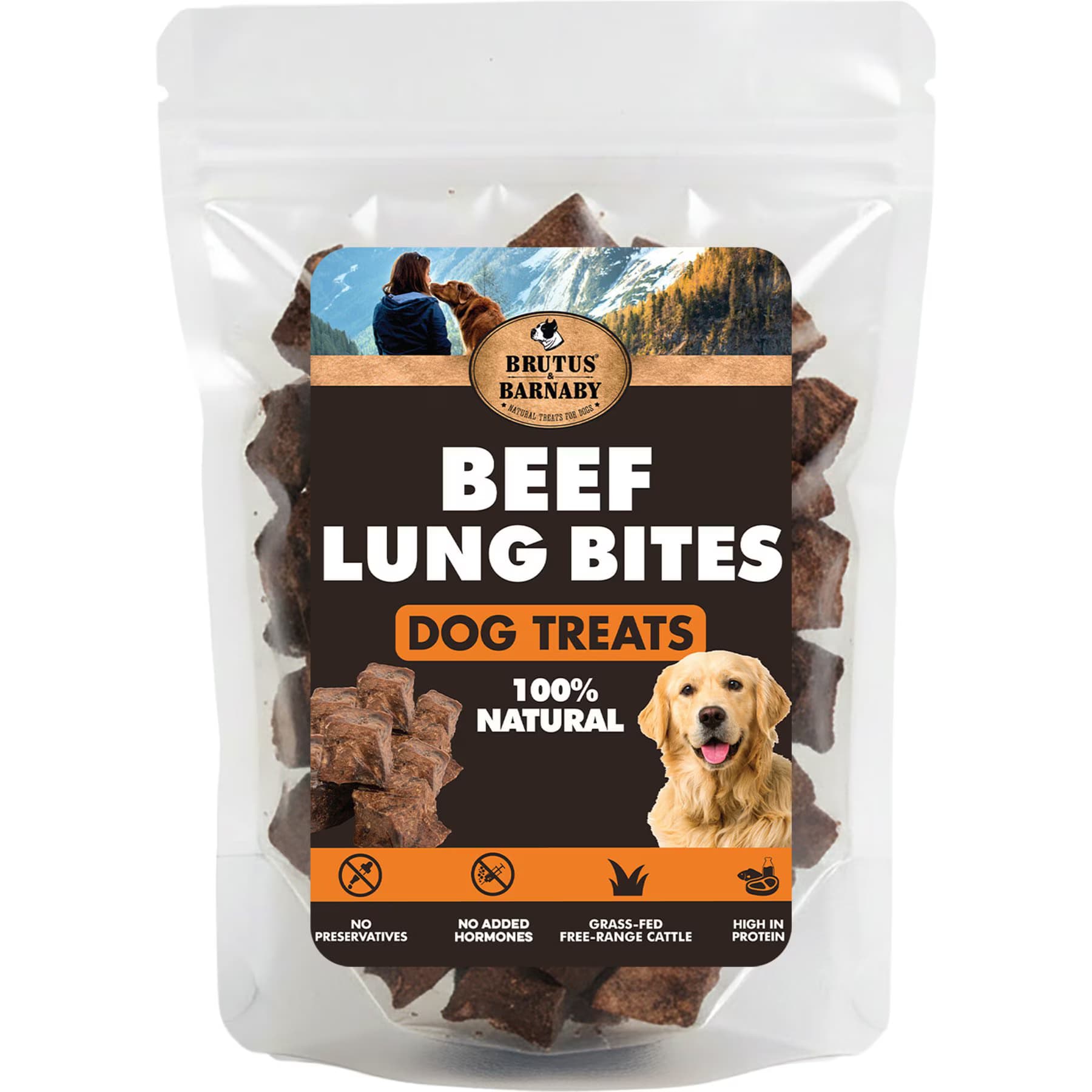 Brutus & Barnaby Brutus & Barnaby Single-Ingredient High Protein Beef Lung Bites Dehydrated Dog Treats