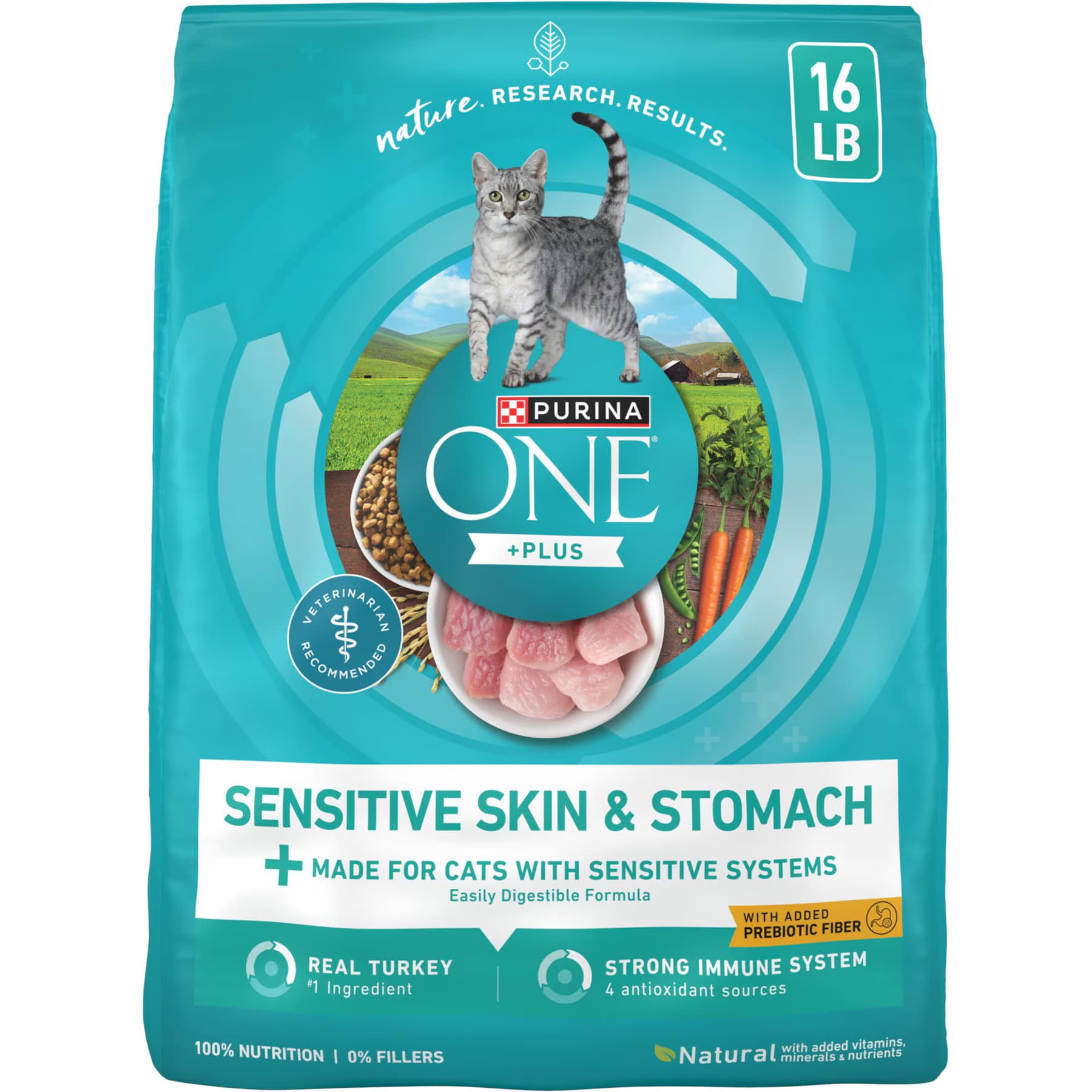 Purina ONE Purina ONE +Plus Sensitive Skin & Stomach Adult Natural Digestive Dry Cat Food, 32-lb bundle