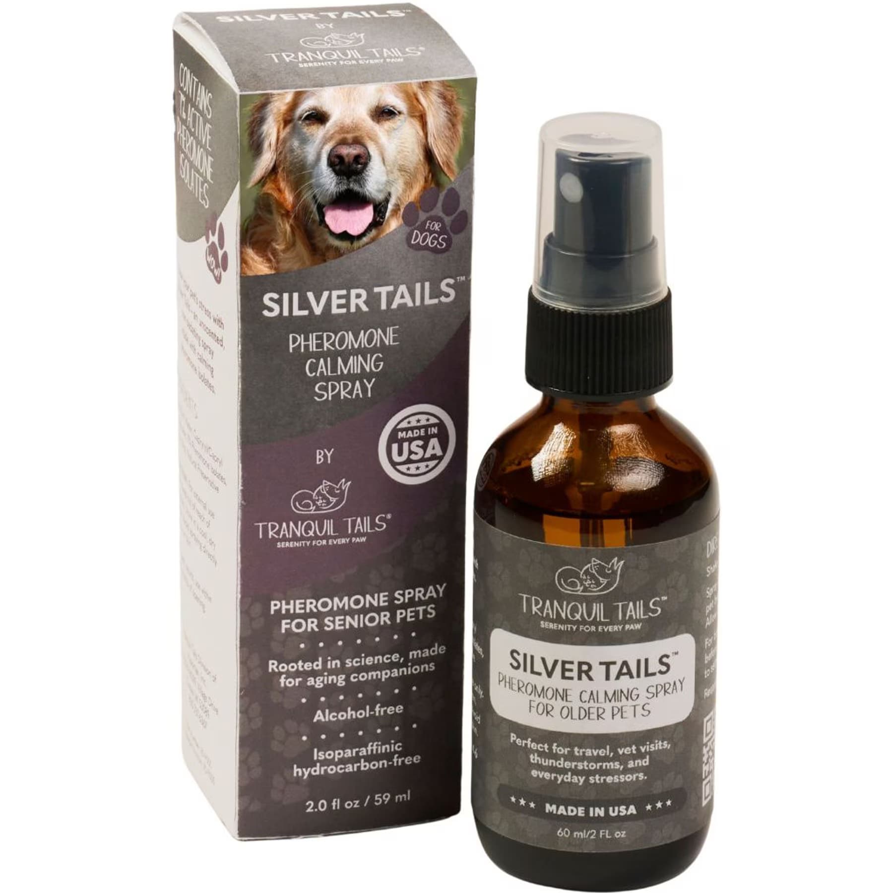 Tranquil Tails Tranquil Tails Silver Tails Pheromone Spray Calming Supplement for Senior Dogs