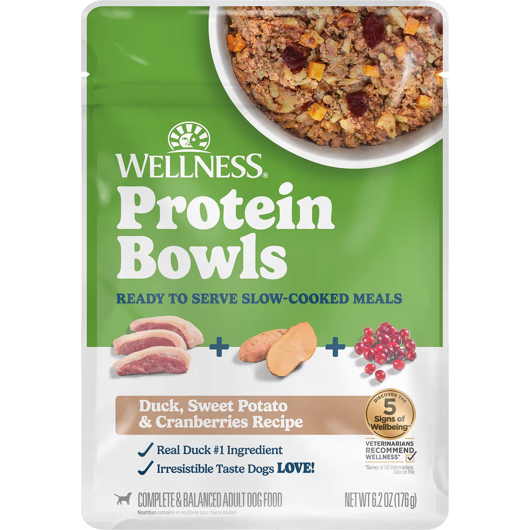 Wellness Wellness Protein Bowls Adult Wholesome Grains Duck, Sweet Potato & Cranberries Fresh Alternative Dog Food