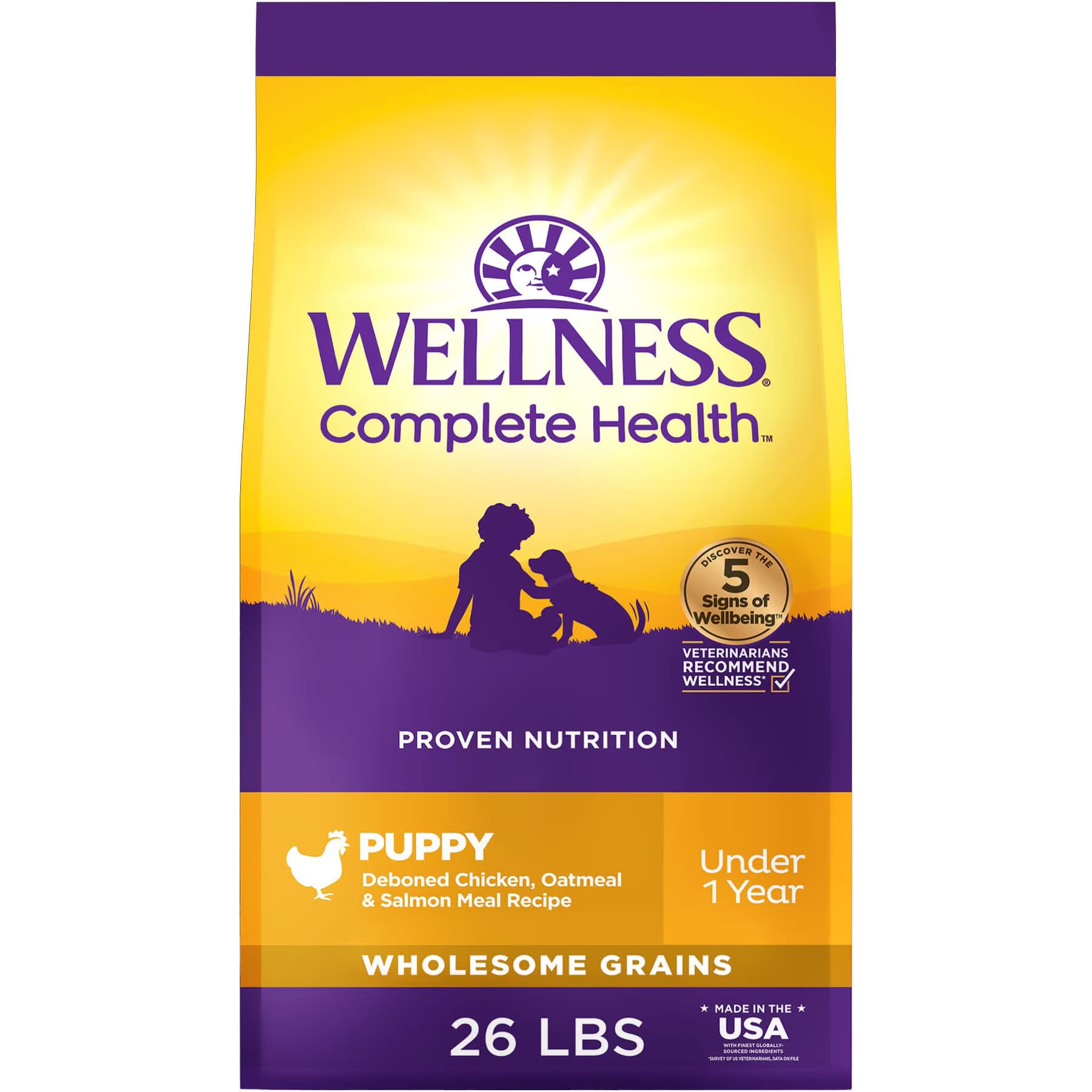 Wellness Complete Health Puppy Wholesome Grains Natural Chicken, Oatmeal, & Salmon Dry Dog Food — view 4