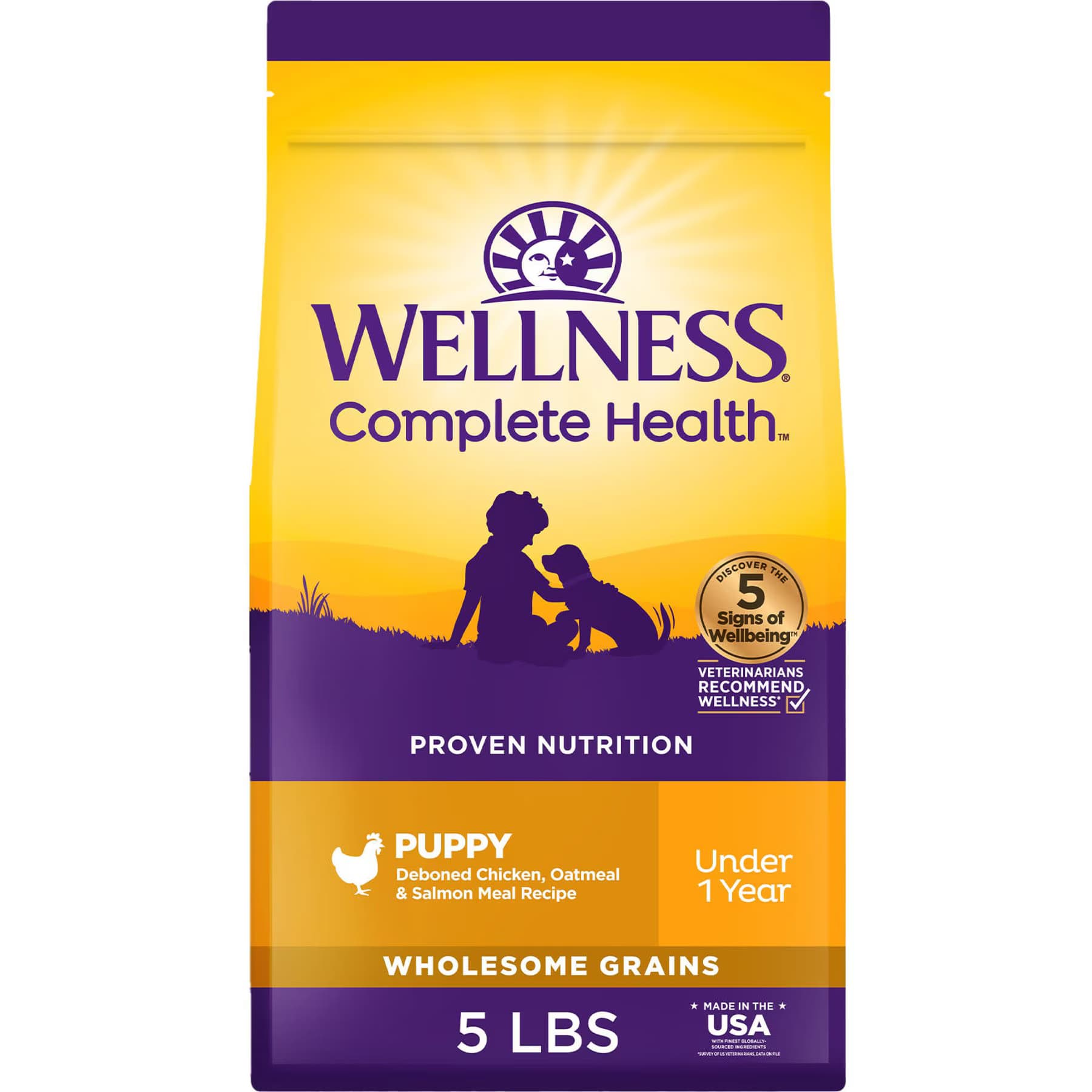 Wellness Complete Health Puppy Wholesome Grains Natural Chicken, Oatmeal, & Salmon Dry Dog Food — view 5