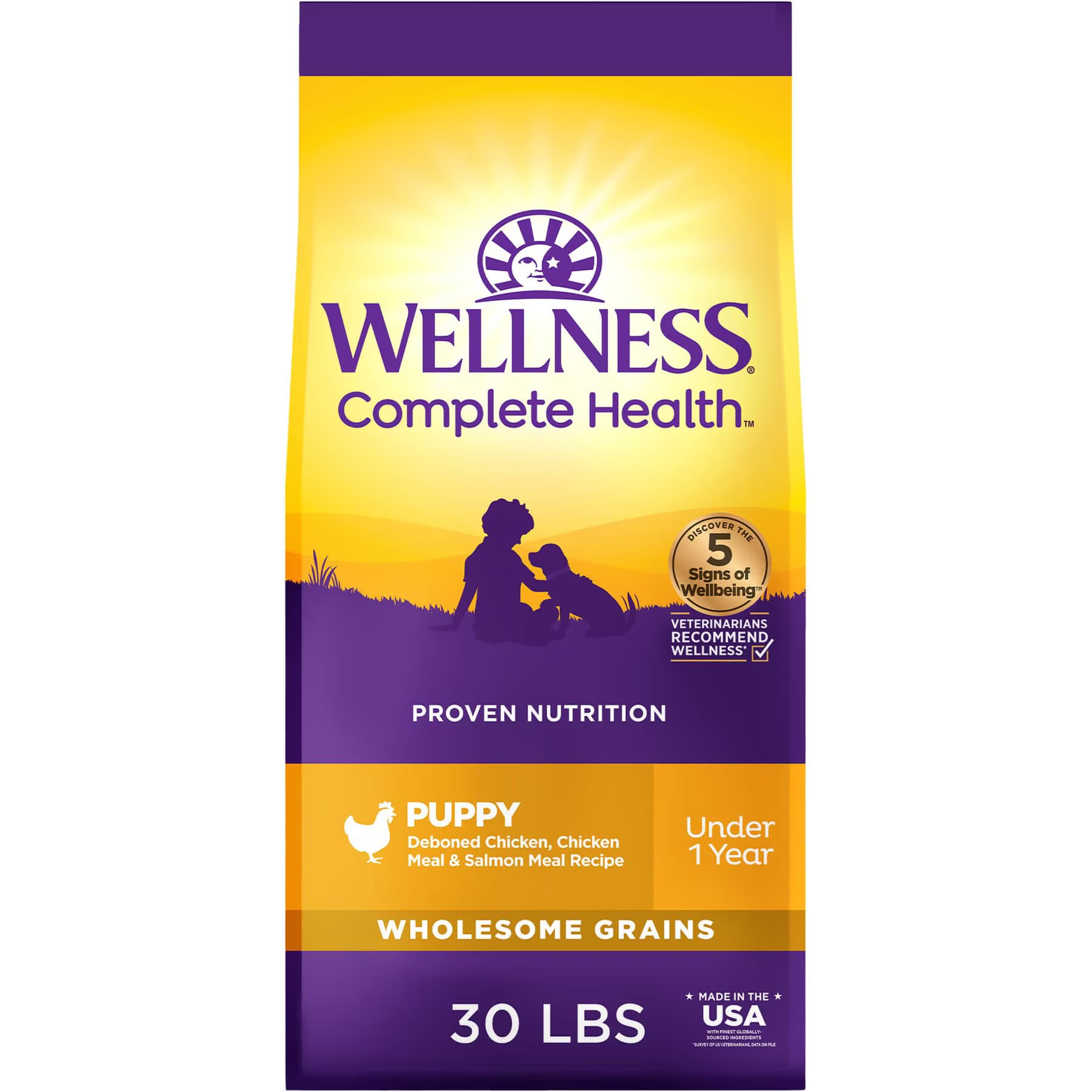 Wellness Wellness Complete Health Puppy Wholesome Grains Natural Chicken, Oatmeal, & Salmon Dry Dog Food