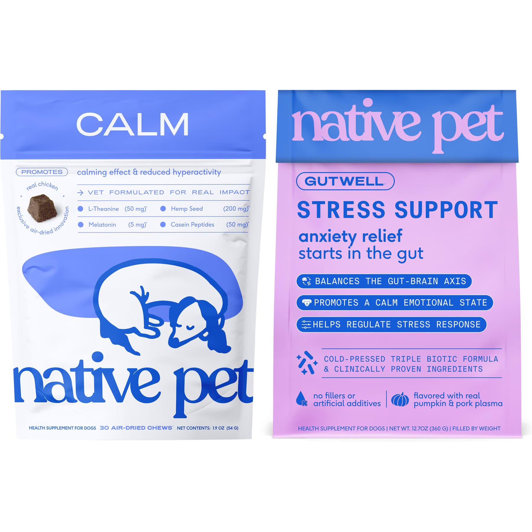 Native Pet Native Pet Dog Calming & Stress Relief Bundle: Calm Chews + Stress Support Topper