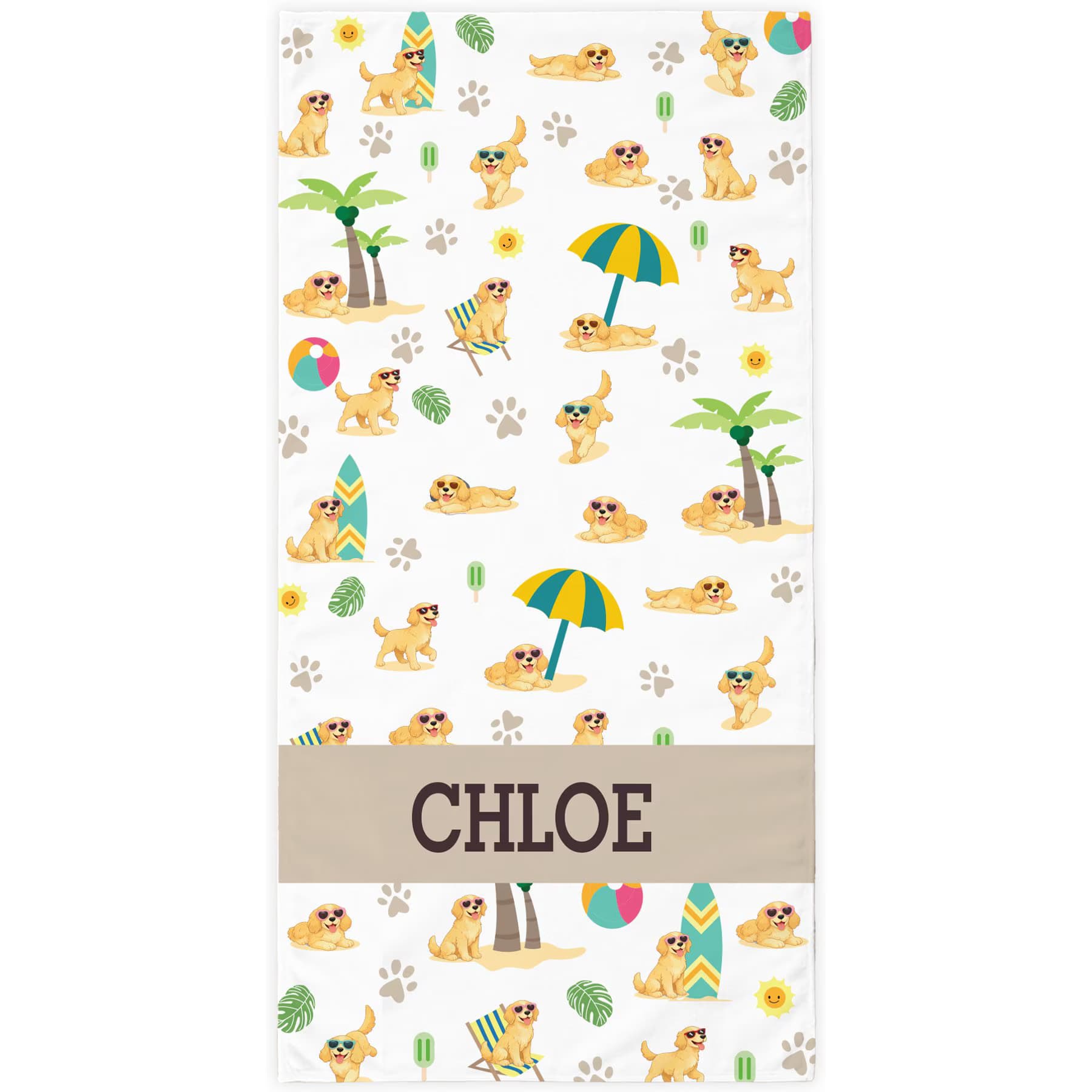 PGS PGS Yellow Lab Beachy Waterdog Breeds White Sublimatable Dog Beach Towel, White/Yellow/Brown/Blue/Green/Orange, 30 x 60-in