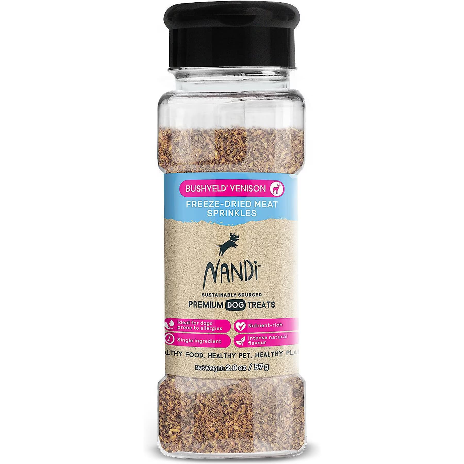 Nandi Nandi Bushveld Venison Meat Sprinkles Freeze-Dried Dog Food Topper