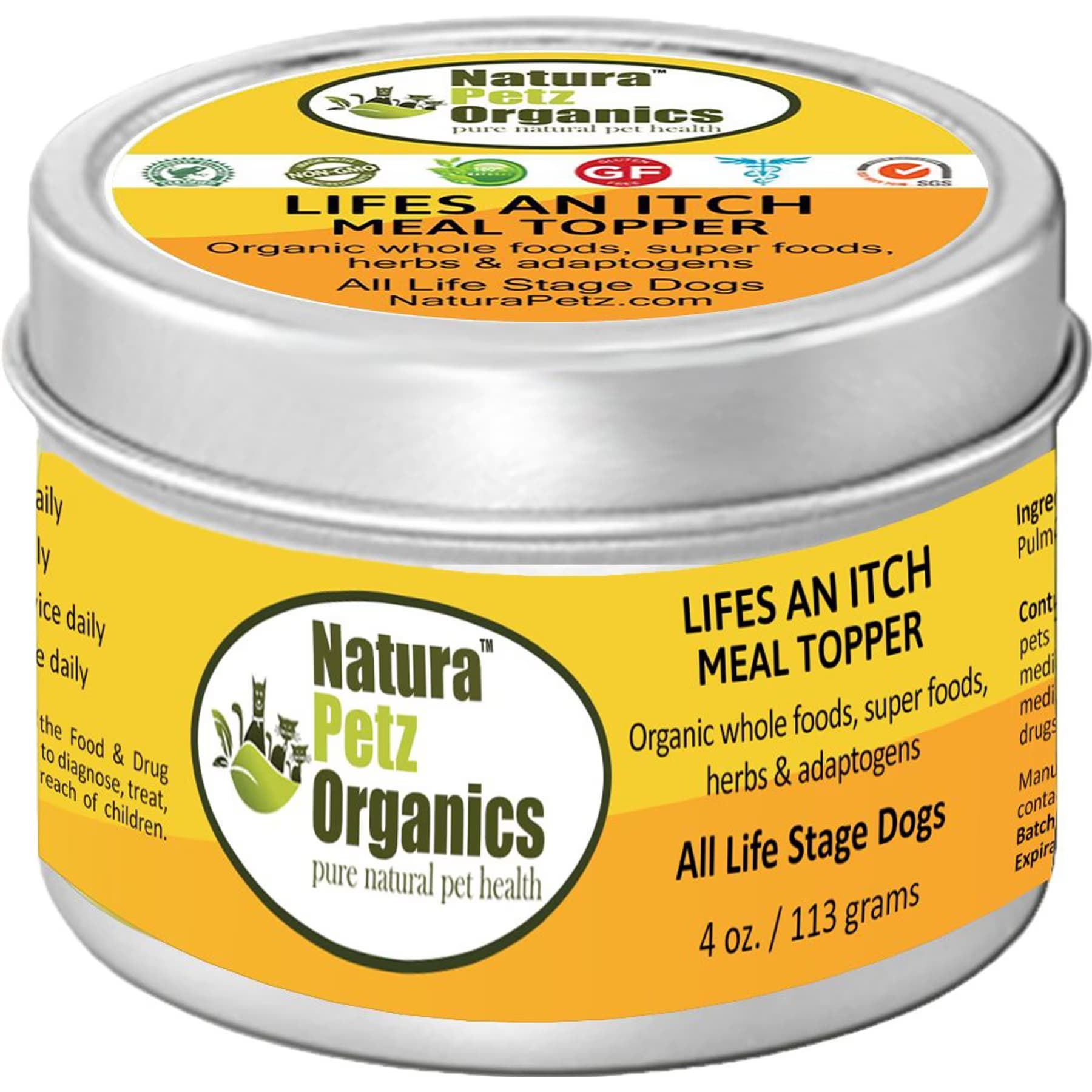 Natura Petz Organics Natura Petz Organics Life's An Itch Turkey Flavored Powder Allergy Supplement for Dogs, 4-oz tin