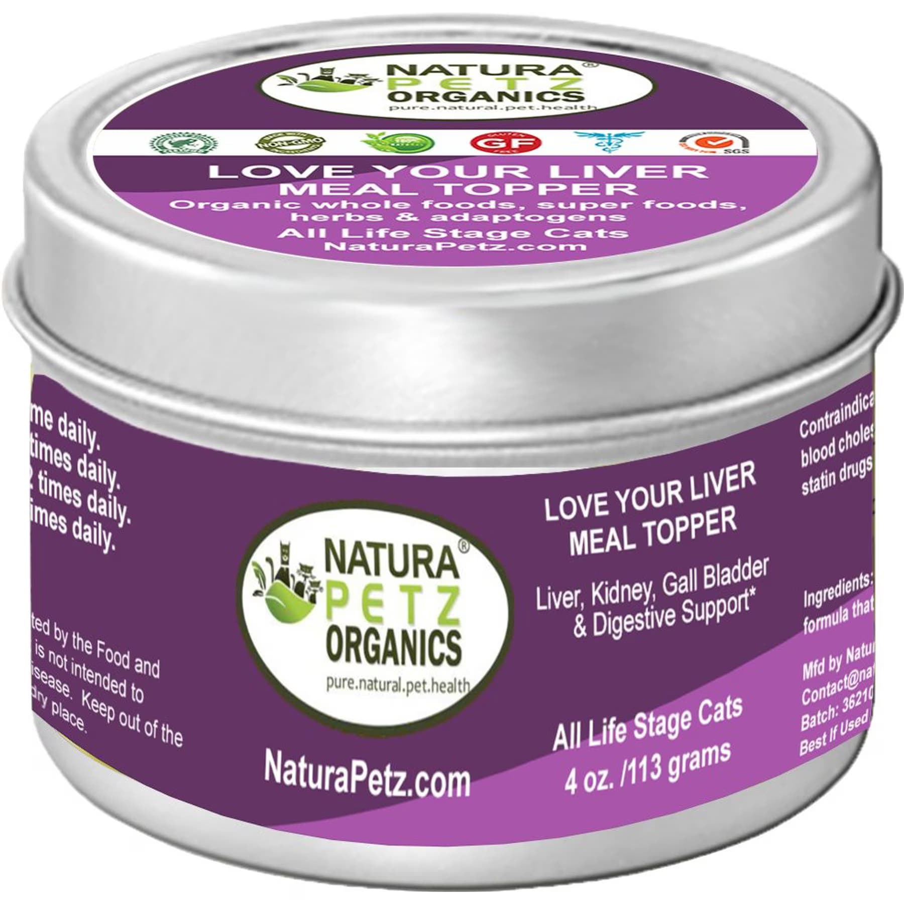 Natura Petz Organics Natura Petz Organics LOVE YOUR LIVER MEAL TOPPER Liver, Kidney, Gall Bladder & Digestive Support Cat Supplement, 4-oz jar — Powder