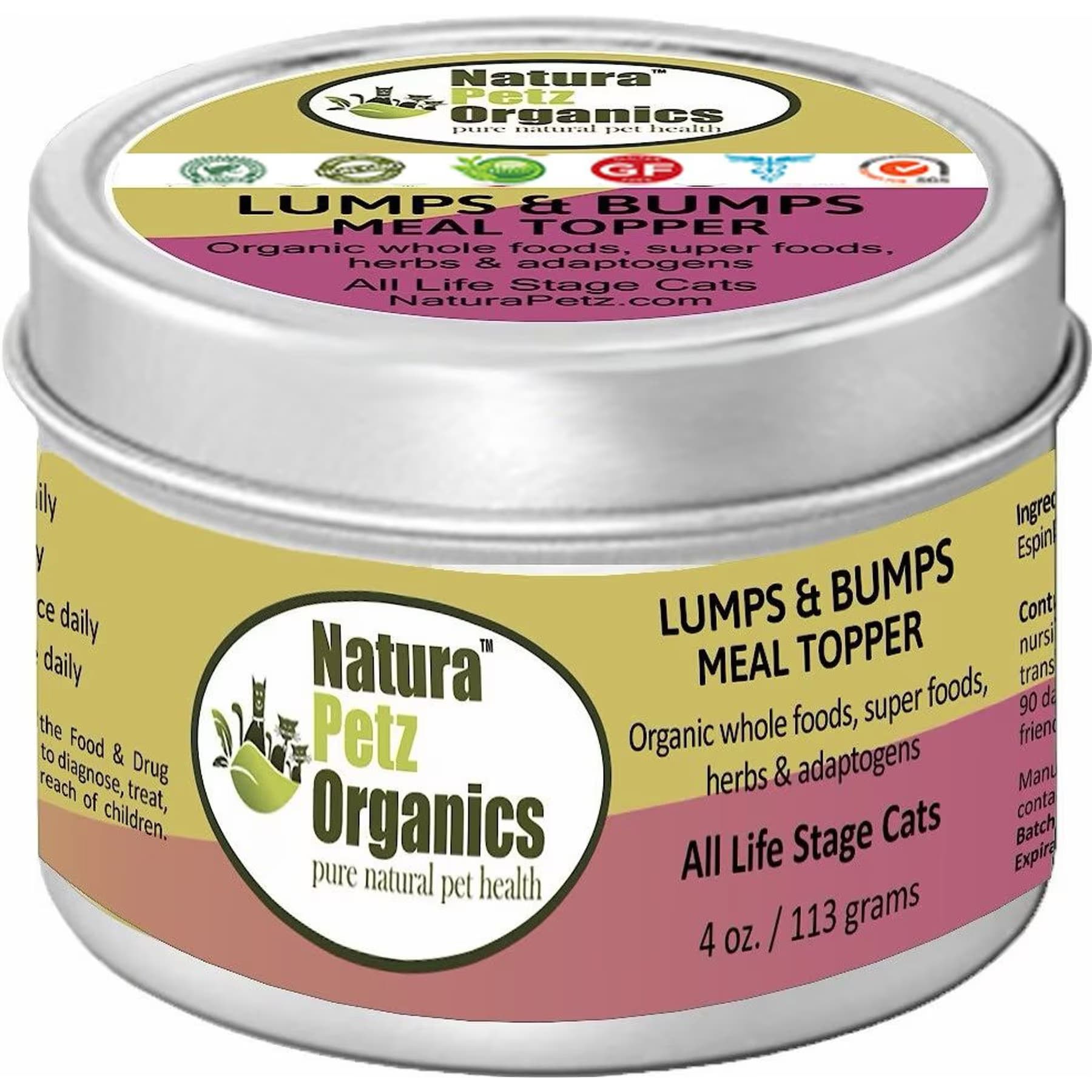 Natura Petz Organics Natura Petz Organics Lumps & Bumps Turkey Flavored Powder Skin & Coat Supplement for Cats, 4-oz tin