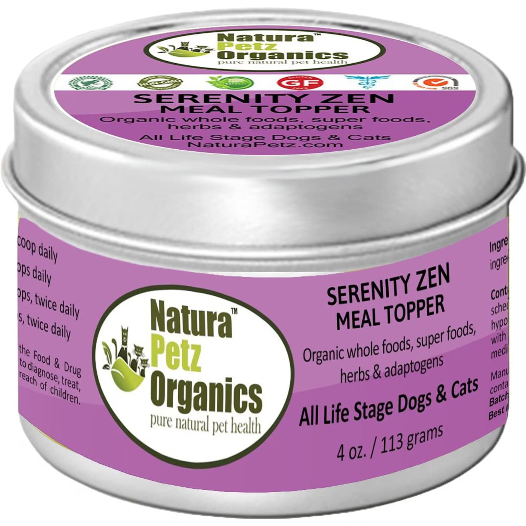 Natura Petz Organics Natura Petz Organics Serenity Zen Turkey Flavored Powder Calming Supplement for Dogs & Cats, 4-oz tin