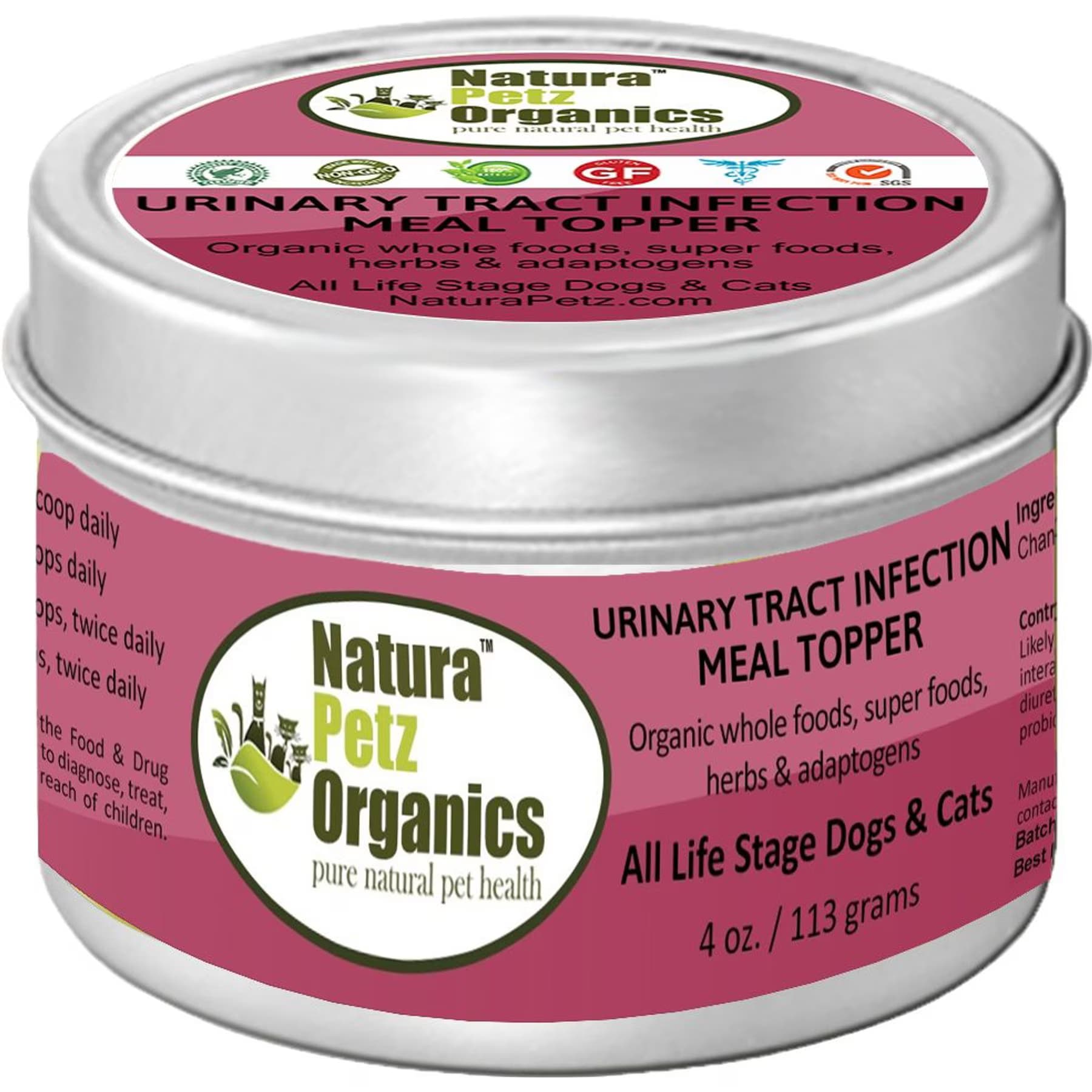 Natura Petz Organics Natura Petz Organics Urinary Tract Infection Turkey Flavored Powder Urinary & Kidney Supplement for Dogs & Cats, 4-oz tin