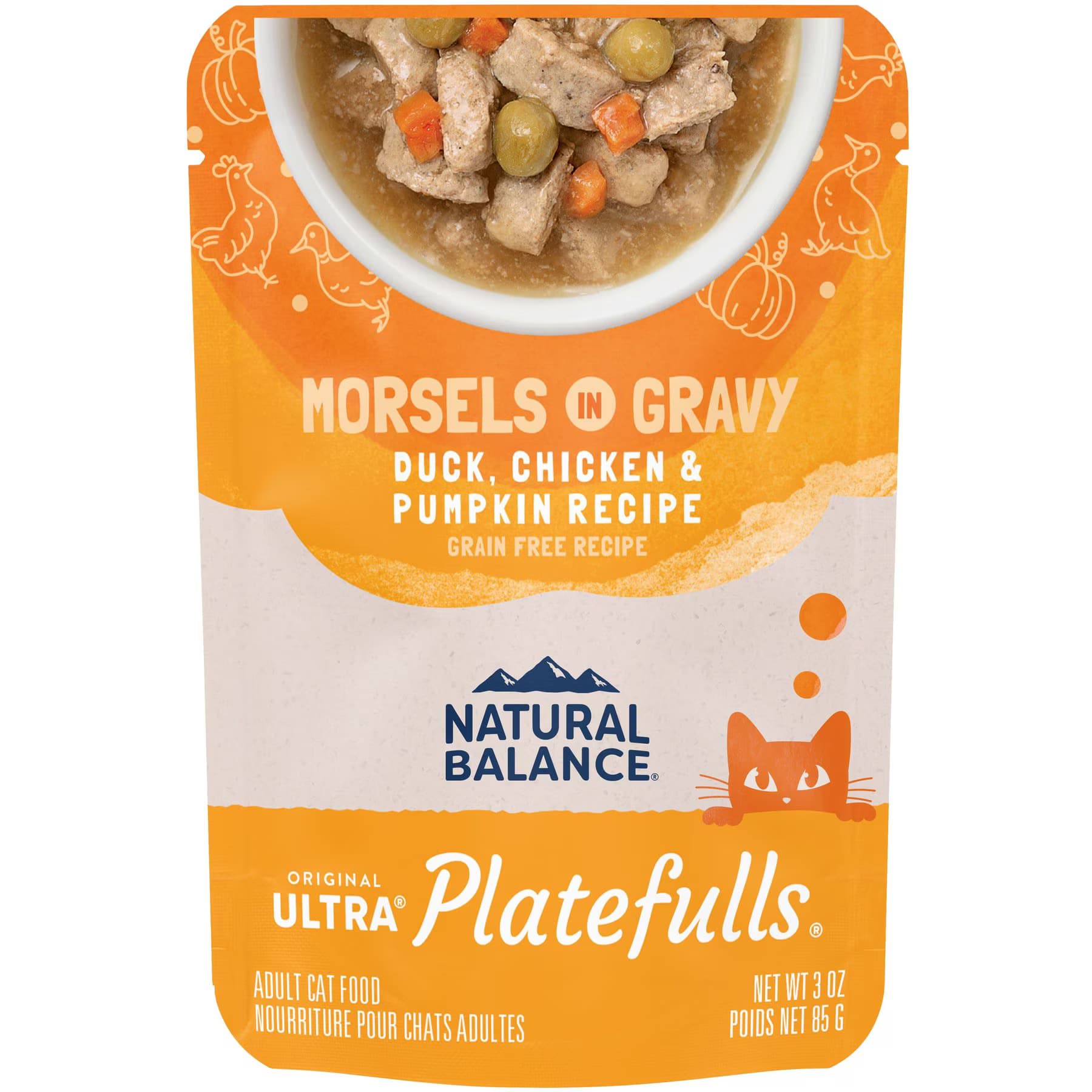 Natural Balance Natural Balance Original Ultra Platefulls Indoor Formula Duck, Chicken & Pumpkin Formula in Gravy Grain-Free Cat Food Pouches