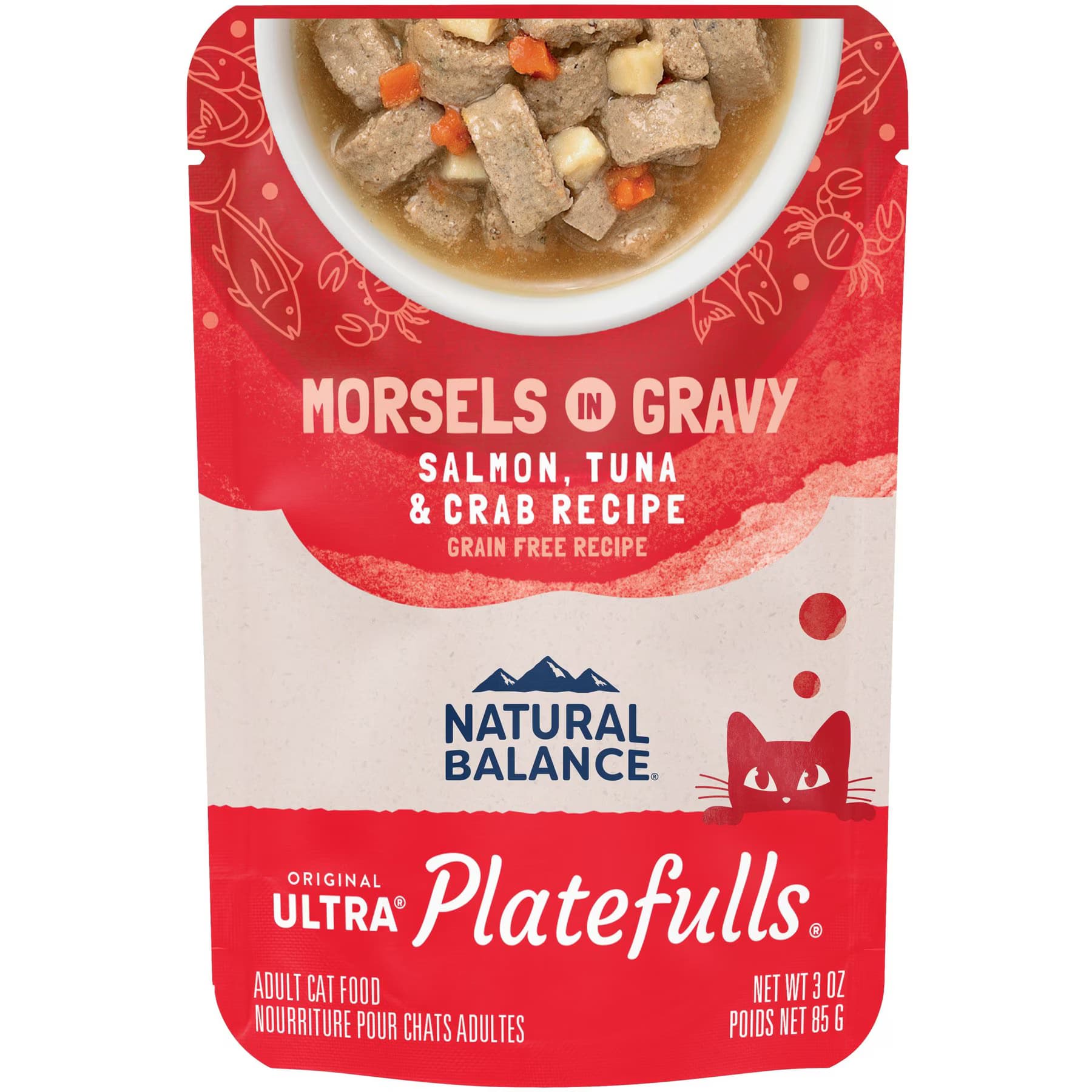 Natural Balance Natural Balance Original Ultra Platefulls Salmon, Tuna & Crab Formula in Gravy Grain-Free Cat Food Pouches