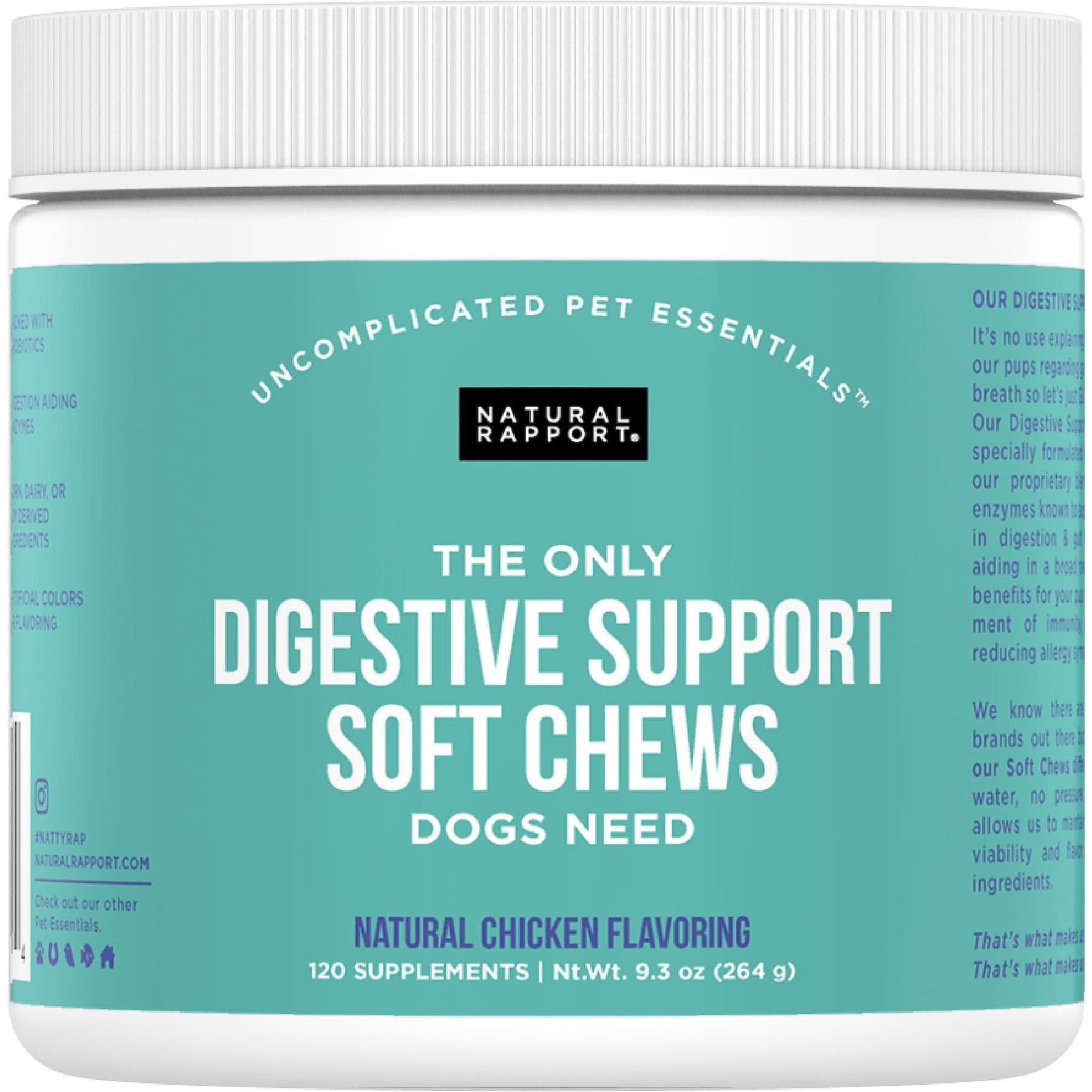 Natural Rapport Natural Rapport The Only Digestive Support Soft Chews Dogs Needs Digestive Supplement for Dogs