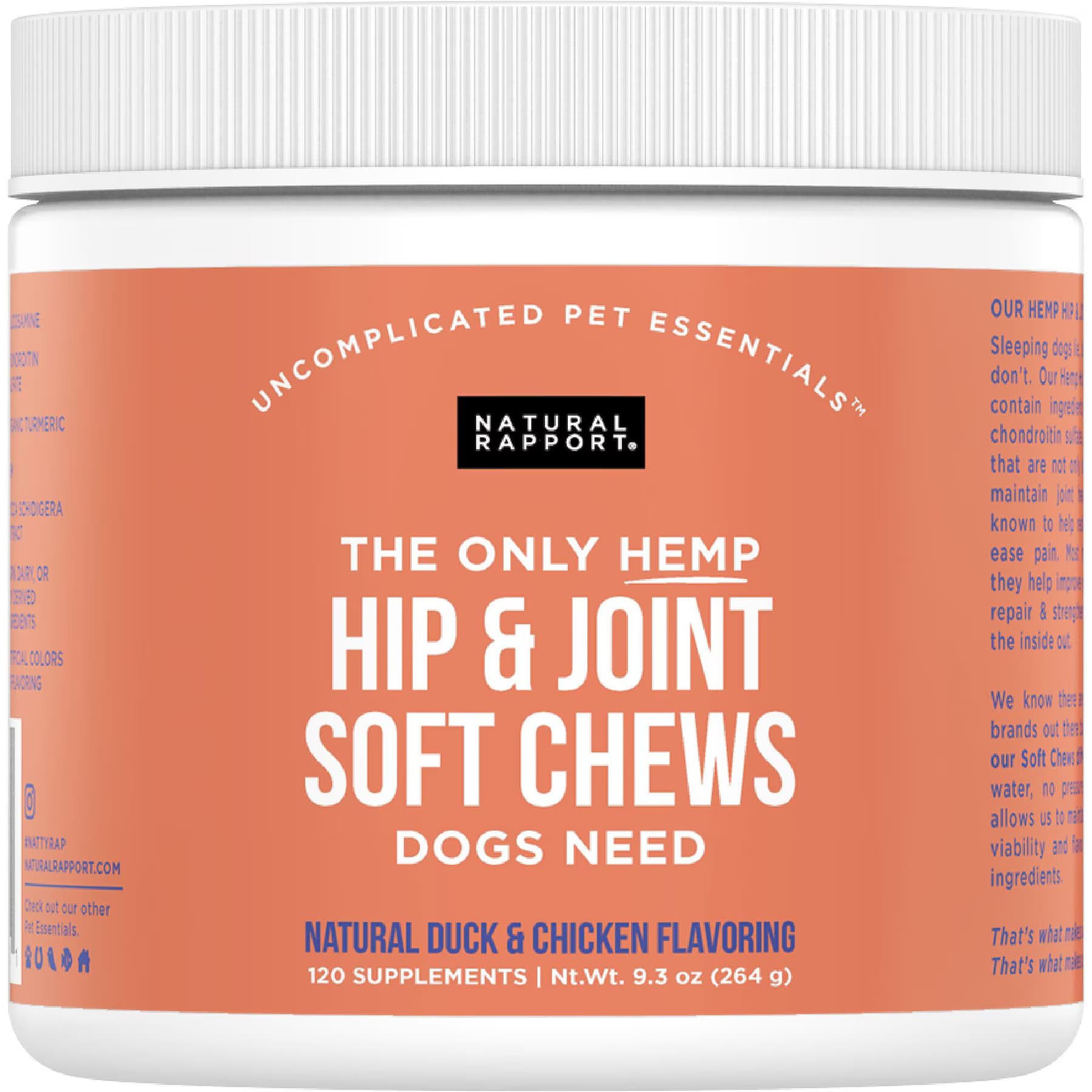 Natural Rapport Natural Rapport The Only Hemp Hip & Joint Soft Chews Dogs Need Joint Supplement for Dogs