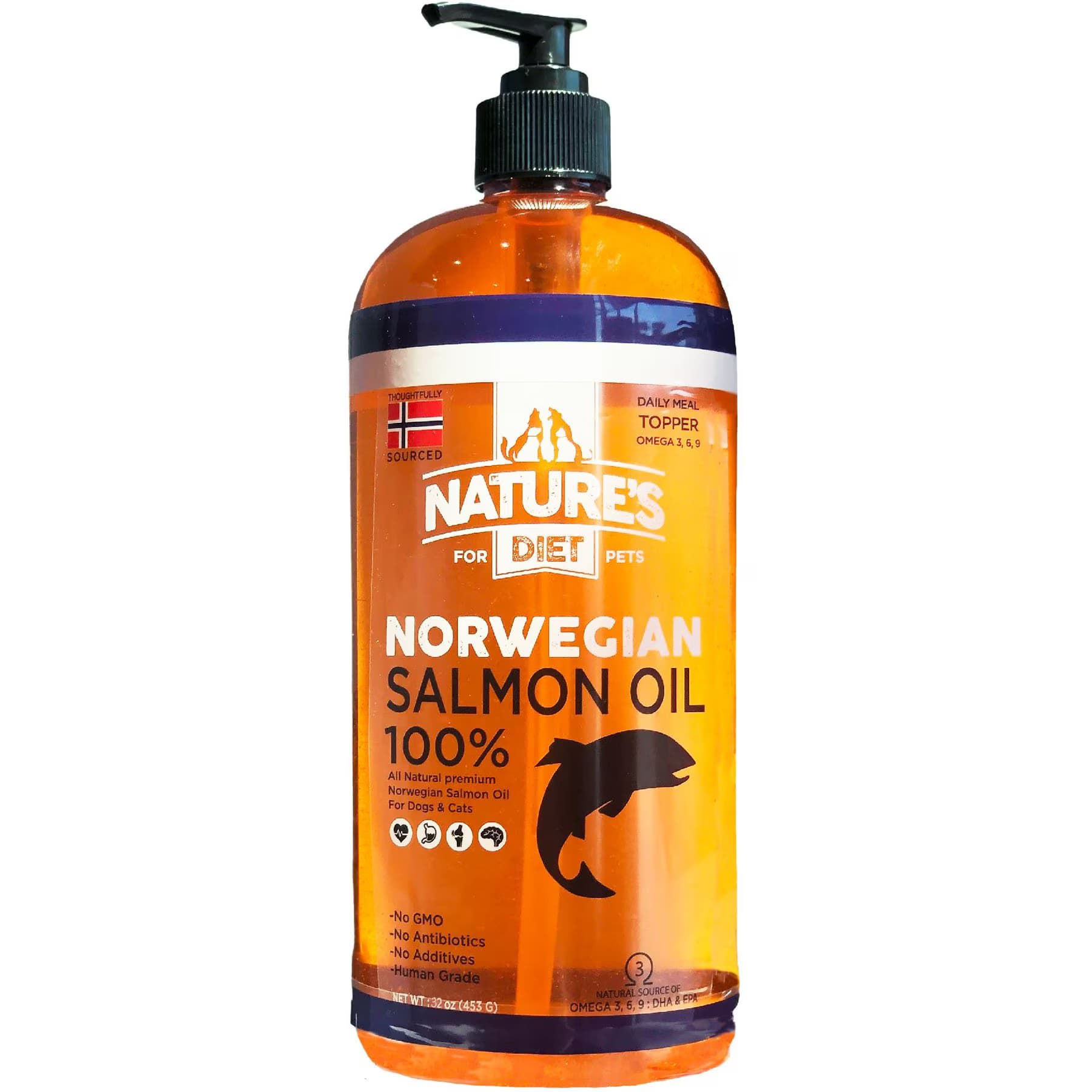Nature's Diet Nature’s Diet Norwegian Salmon Oil Natural Omega-3 Liquid Skin & Coat Supplement for Dogs & Cats, 32-fl oz bottle
