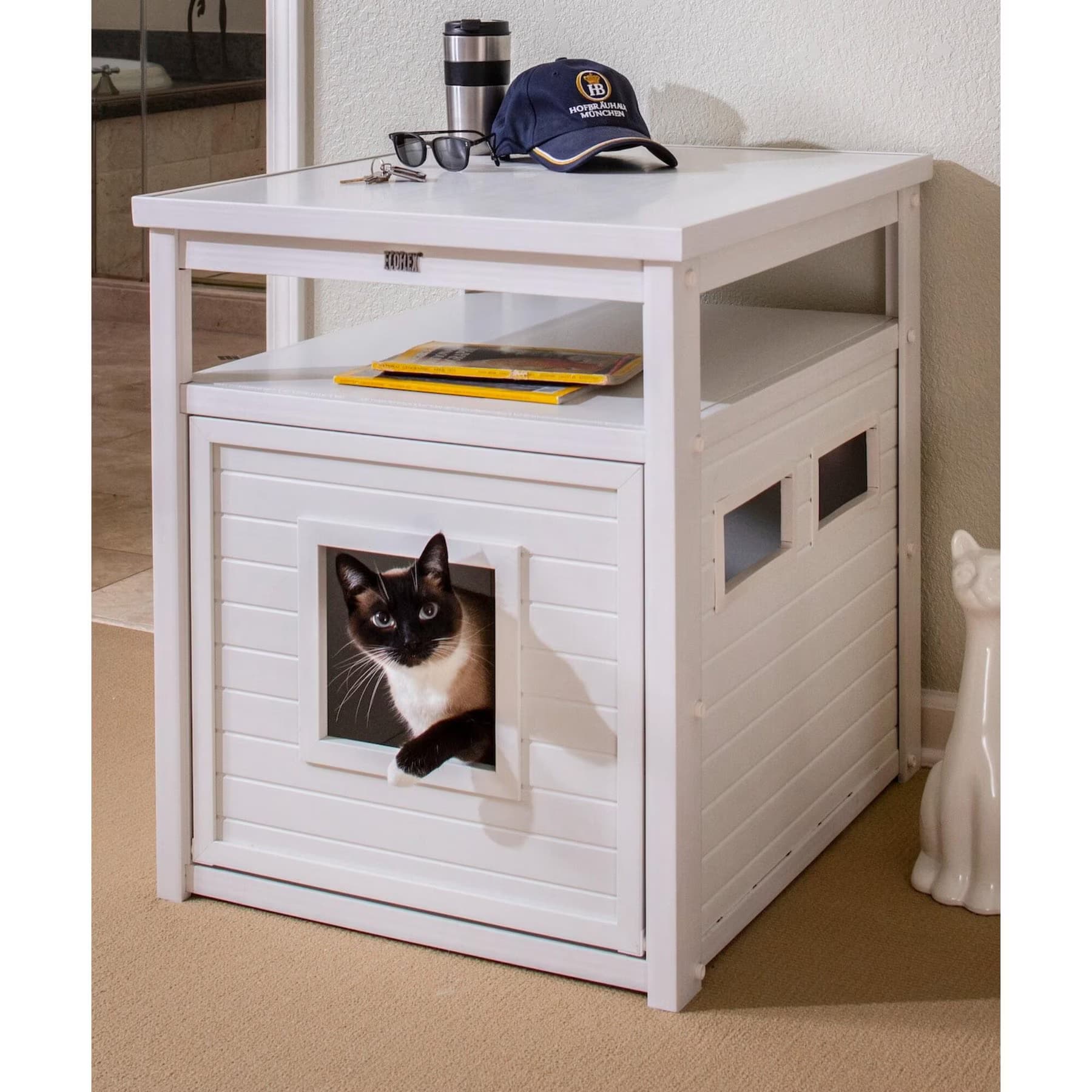 New Age Pet New Age Pet ECOFLEX Litter Box Cover End Table, Antique White, Standard