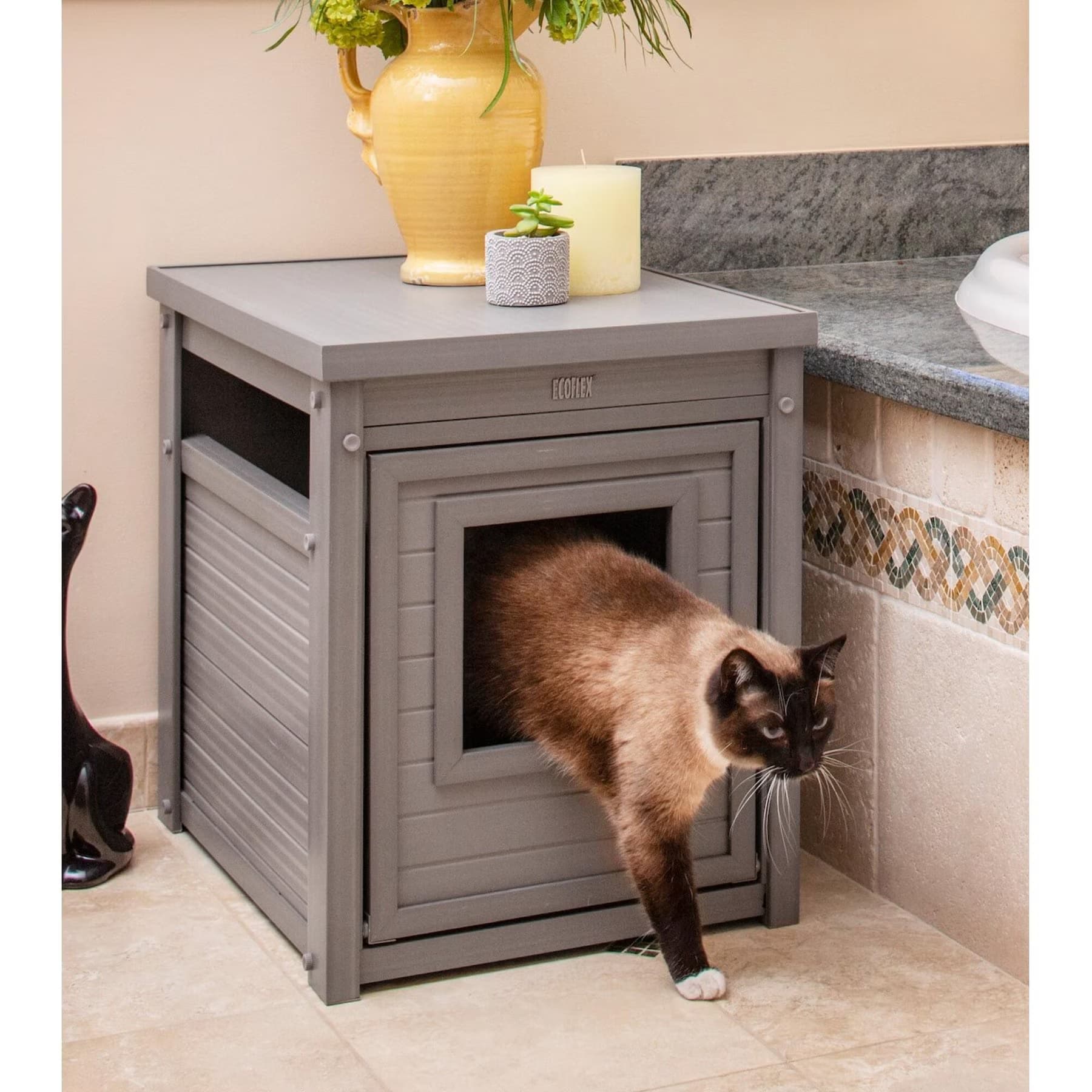 New Age Pet New Age Pet ECOFLEX Litter Box Cover End Table, Grey, Standard