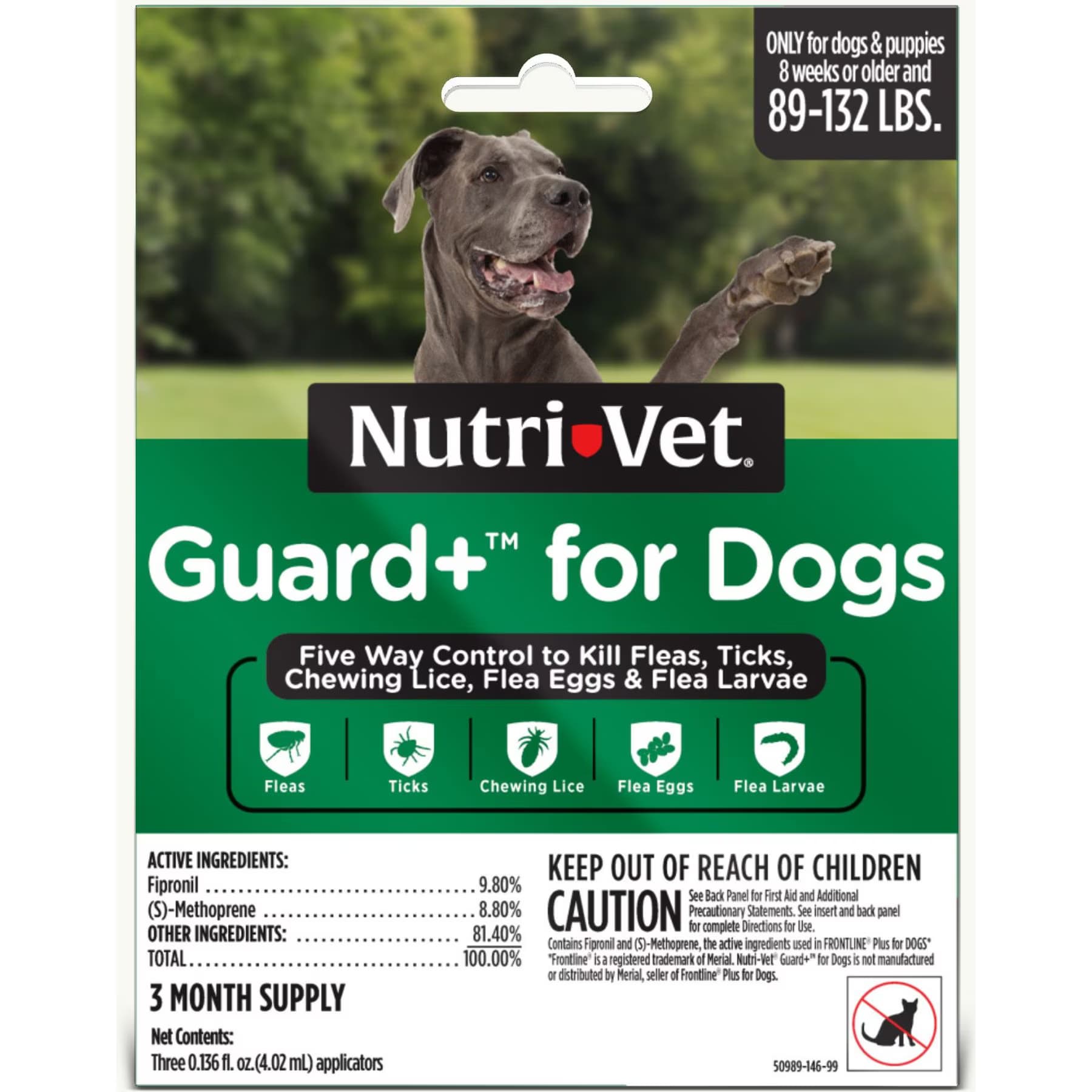 Nutri-Vet Nutri-Vet Guard Plus Flea & Tick Treatment for Large Dogs, 89-132 lbs, 3 doses