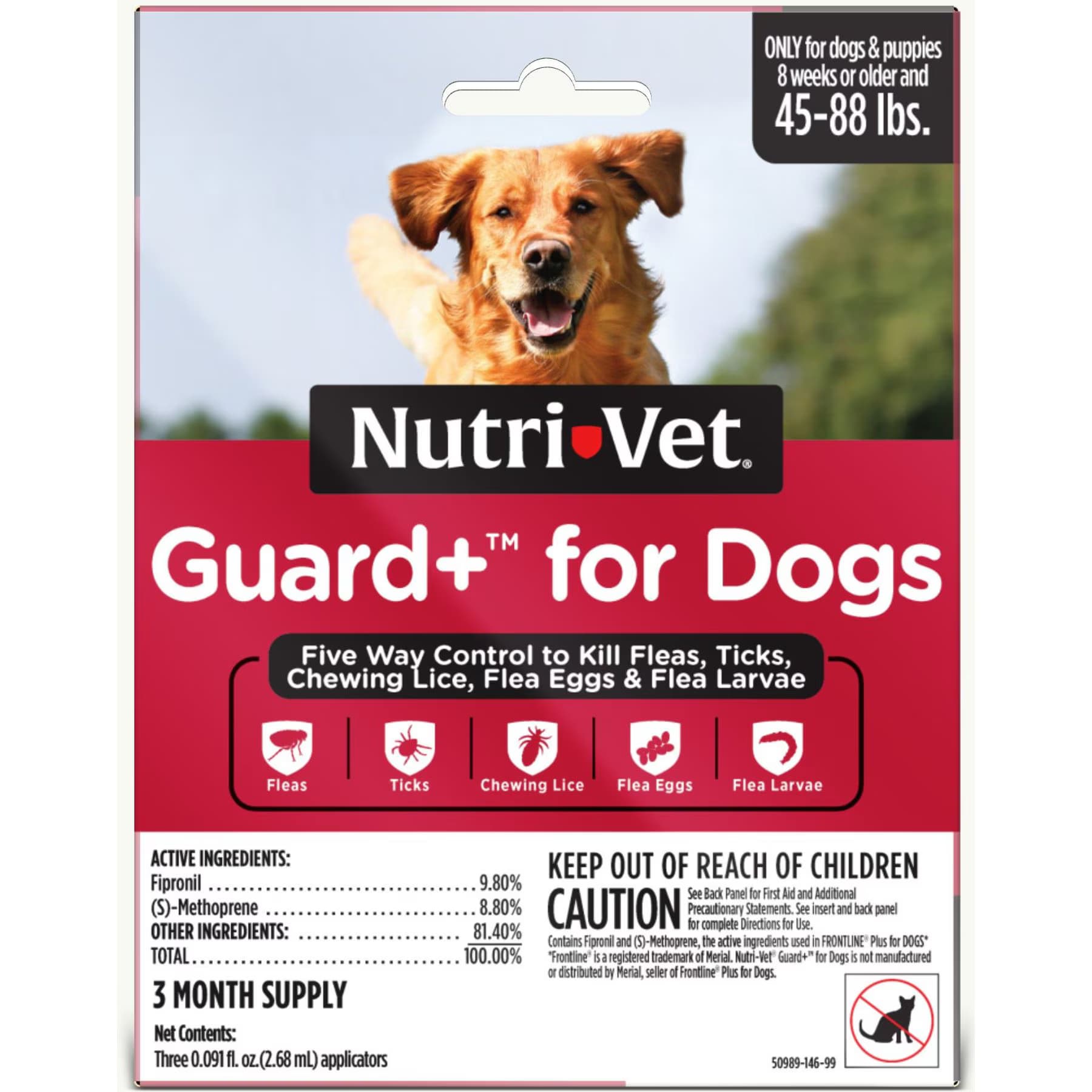 Nutri-Vet Nutri-Vet Guard Plus Flea & Tick Treatment for Medium Dogs, 45-88 lbs, 3 doses