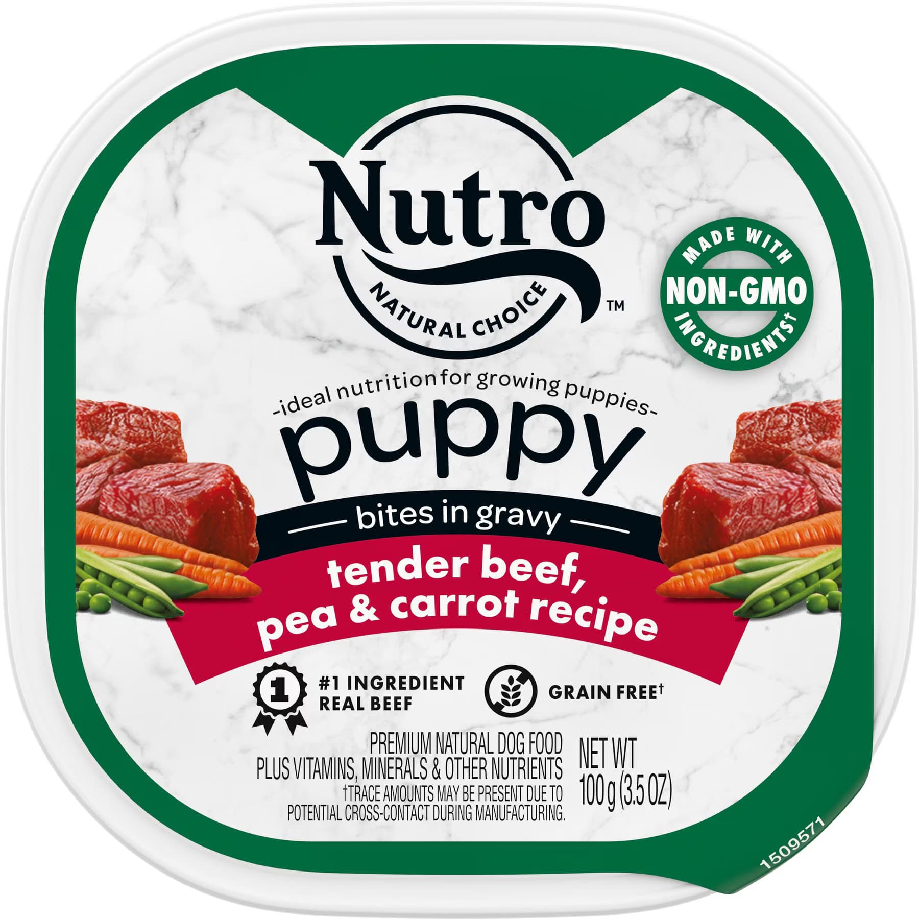 Nutro Nutro Puppy Tender Beef, Pea & Carrot Recipe Bites In Gravy Grain-Free Wet Dog Food, 3.5-oz