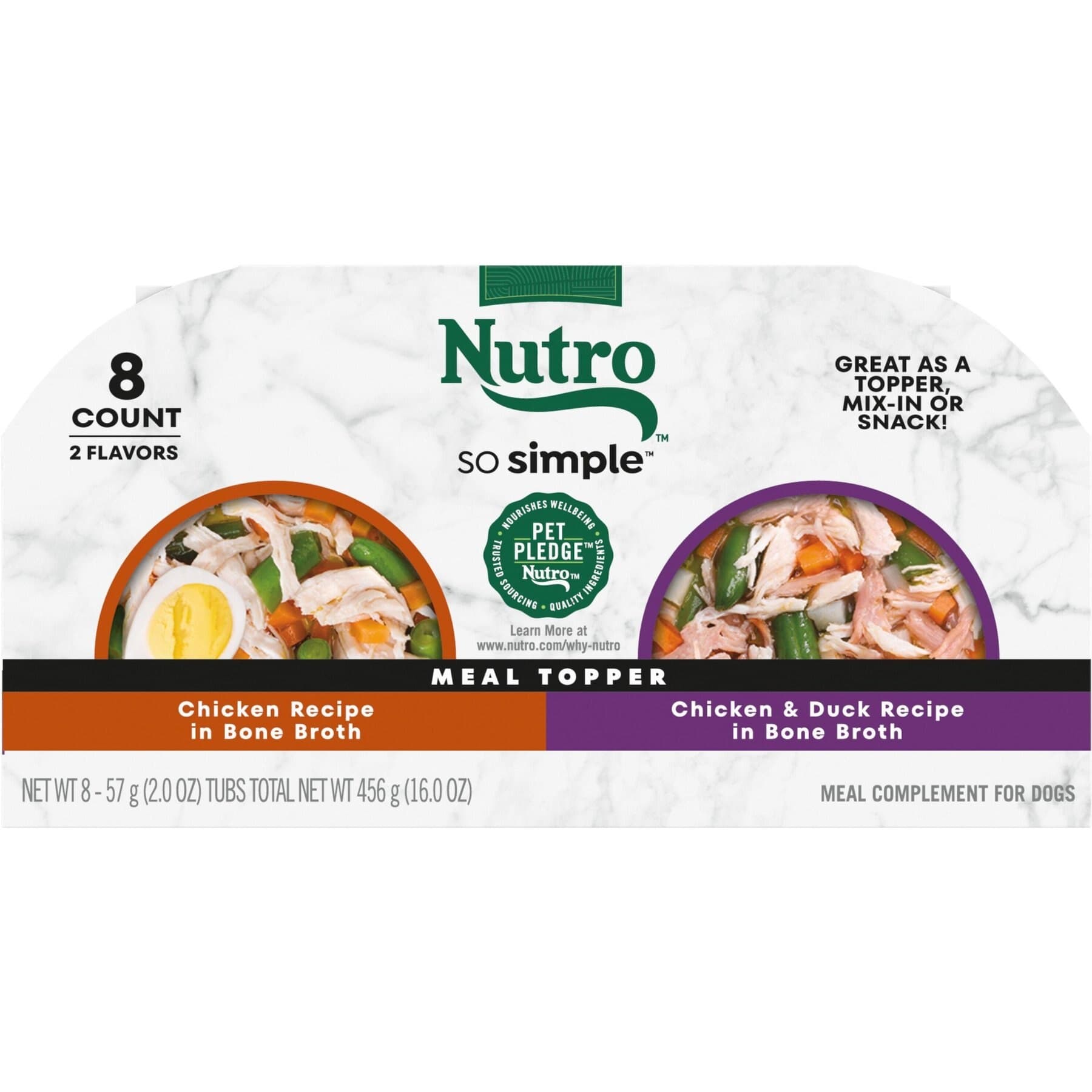 Nutro So Simple Meal Complement Chicken & Duck Recipe in Bone Broth Variety Pack Grain-Free Adult Variety Pack: Chicken and Chicken & Duck Wet Dog Food Topper — view 2