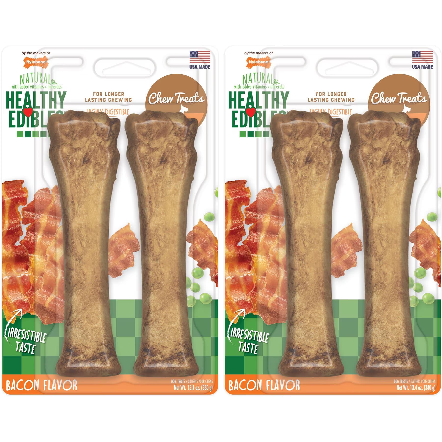 Nylabone Nylabone Healthy Edibles All-Natural Long Lasting Bacon Dog Chew Treats, X-Large