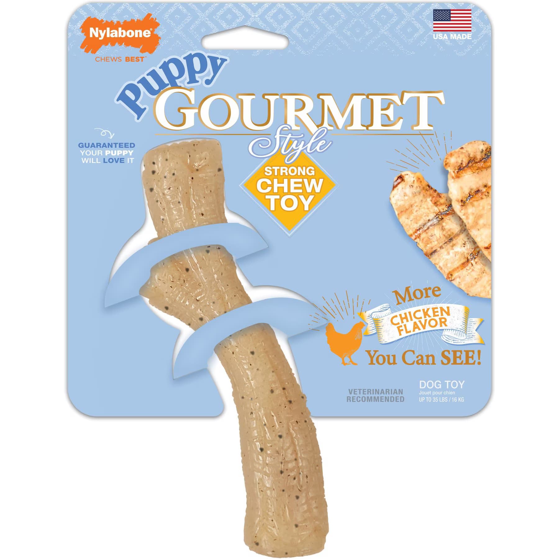 Nylabone Nylabone Puppy Gourmet Style Strong Chew Chicken Flavored Dog Toy Stick, Medium