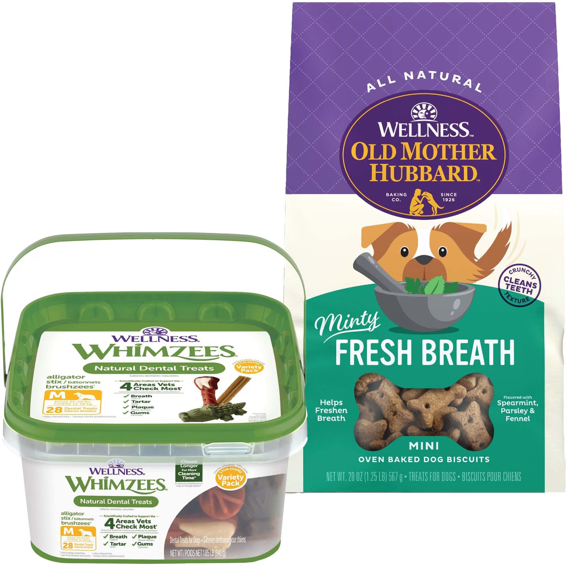 WHIMZEES||Old Mother Hubbard Old Mother Hubbard Mother's Solution's Minty Fresh Breath Baked Dog Treats