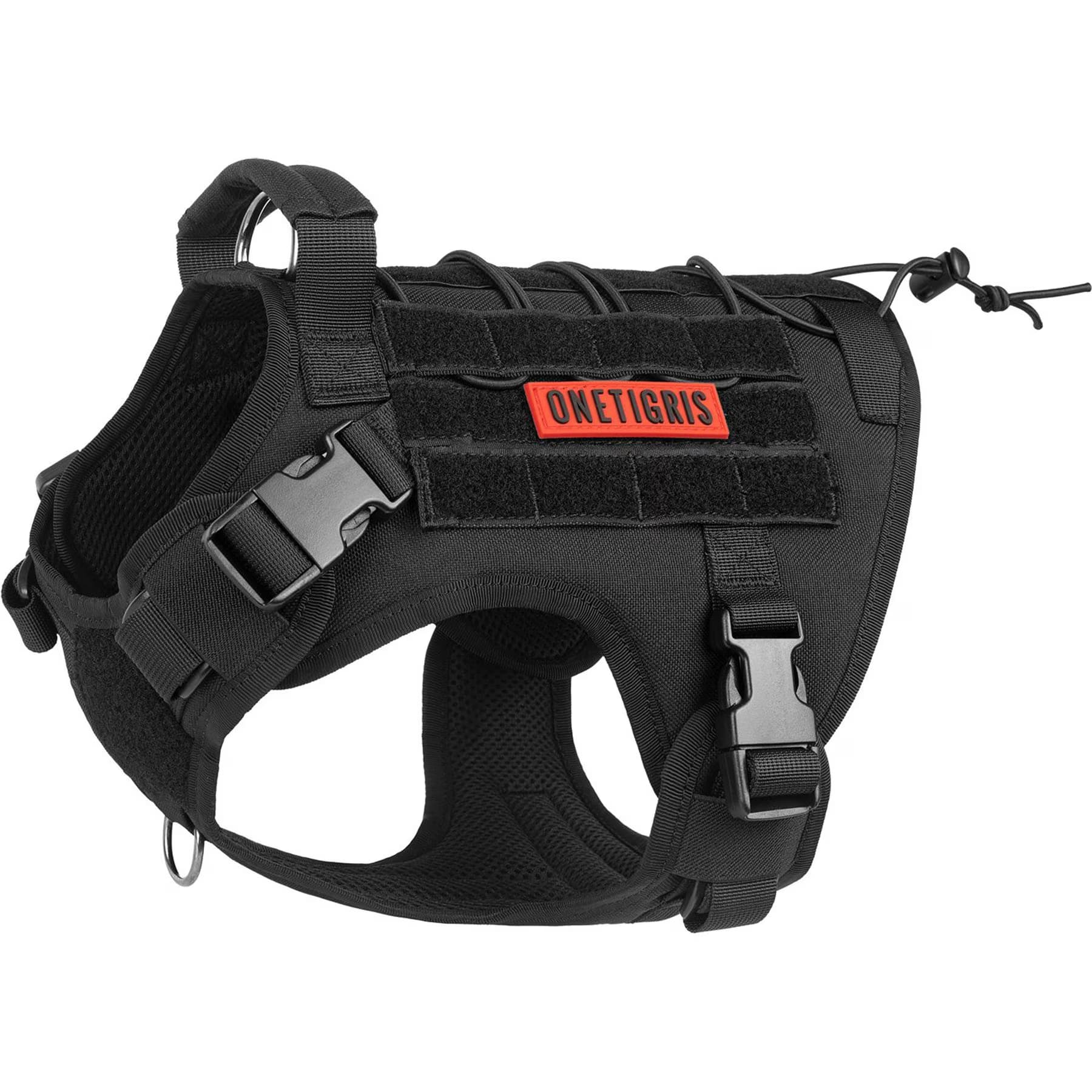 OneTigris OneTigris FIRE WATCHER 2.0 Tactical Dog Harness, Black, Medium, Chest Girth 24-32-in