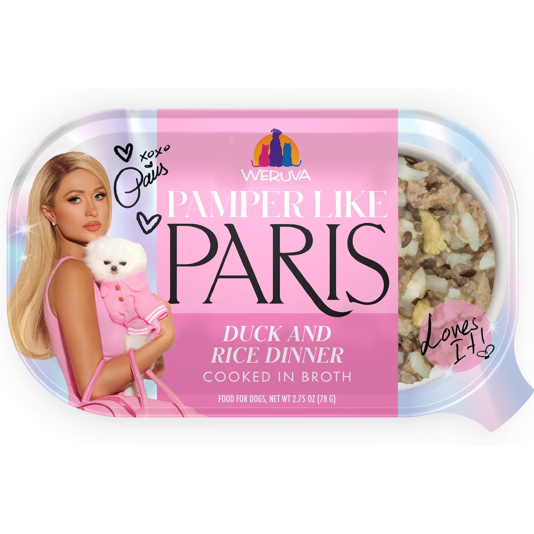 Pamper Like Paris Pamper Like Paris Non-GMO Duck & Rice Dinner Shredded Wet Dog Food, 2.75-oz cup