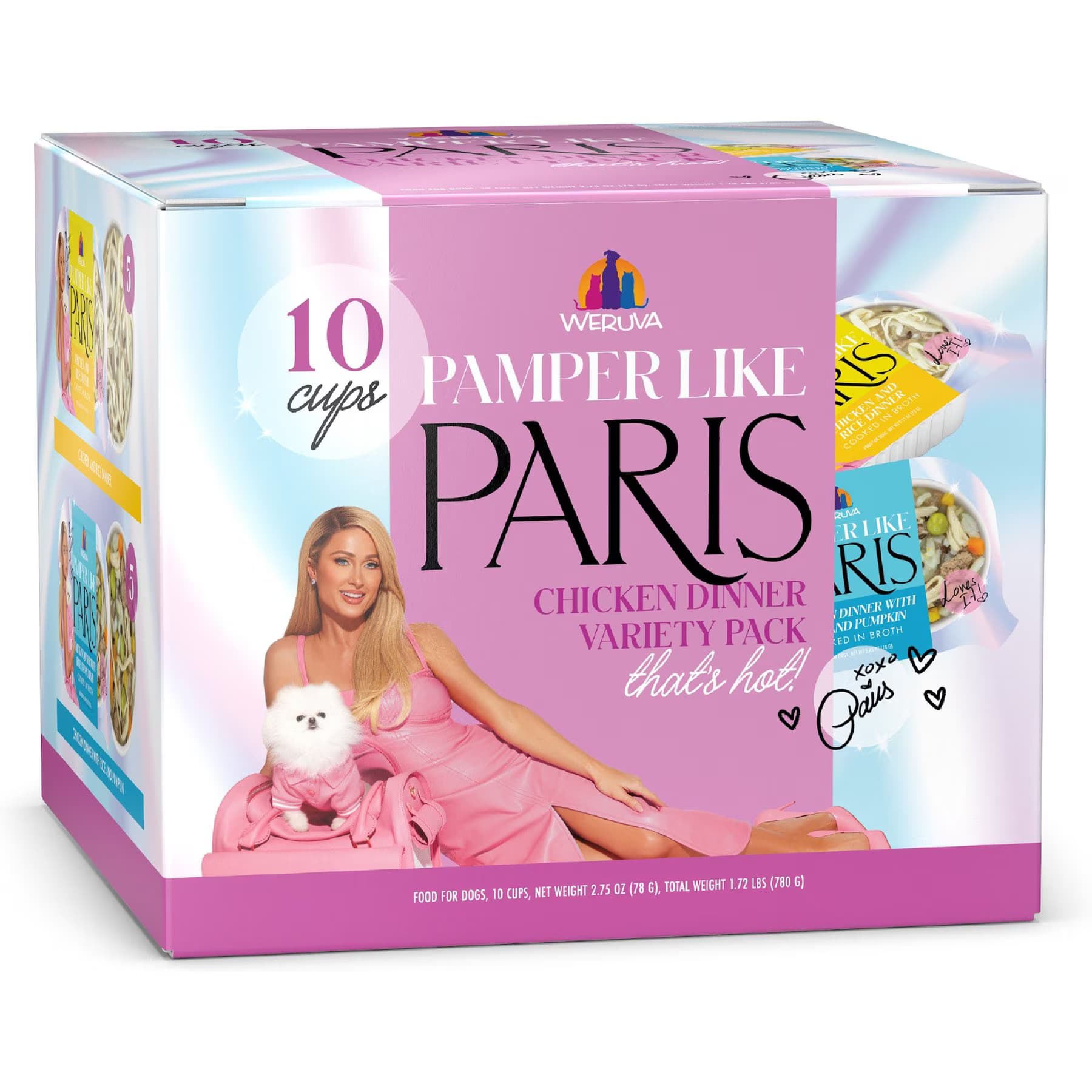 Pamper Like Paris Pamper Like Paris Variety Pack Non-GMO Chicken Dinner Shredded Chicken Variety Pack Wet Dog Food, 2.75-oz cup